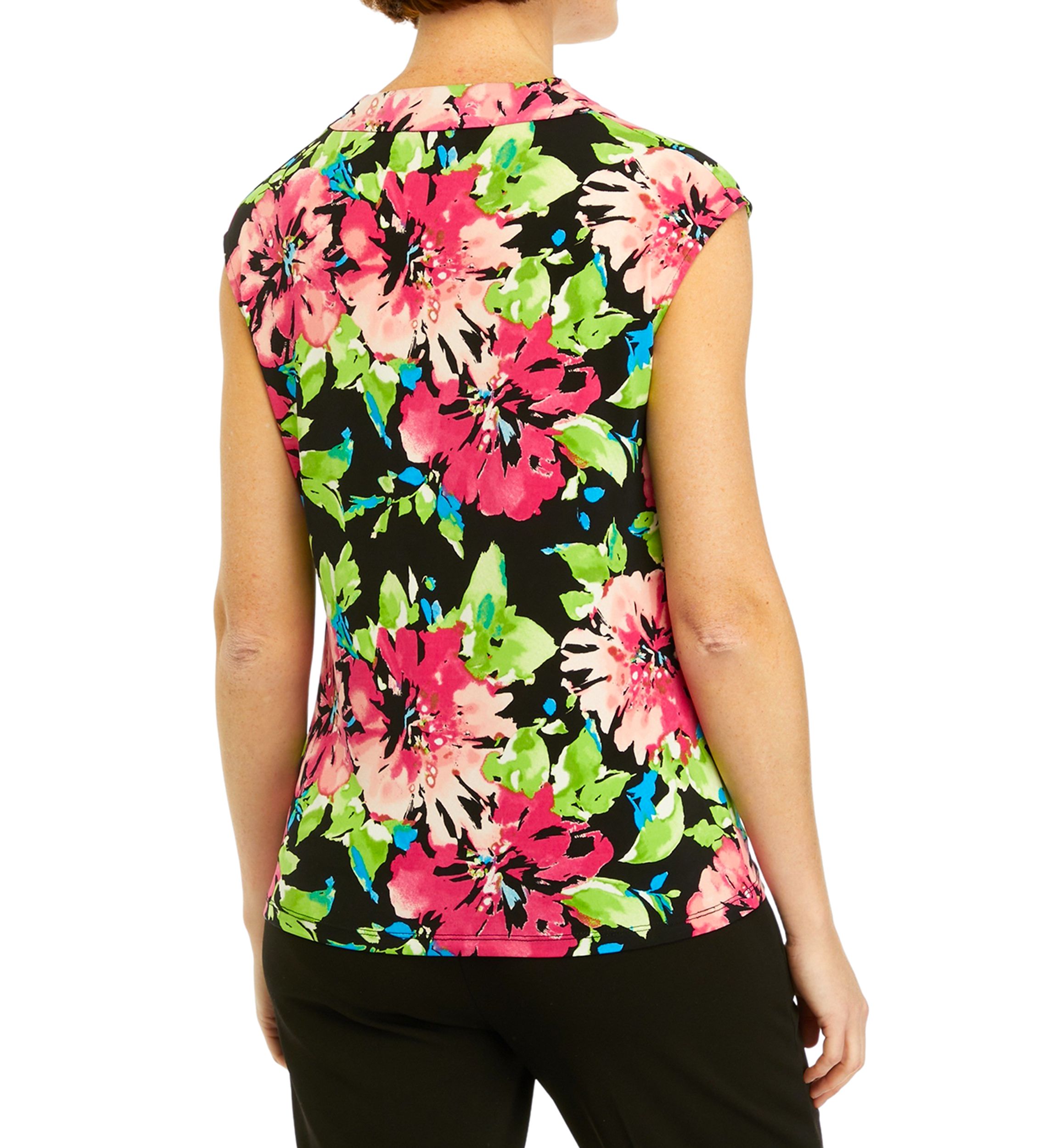 Womens Cowl Neck Cap Sleeve Knit Top