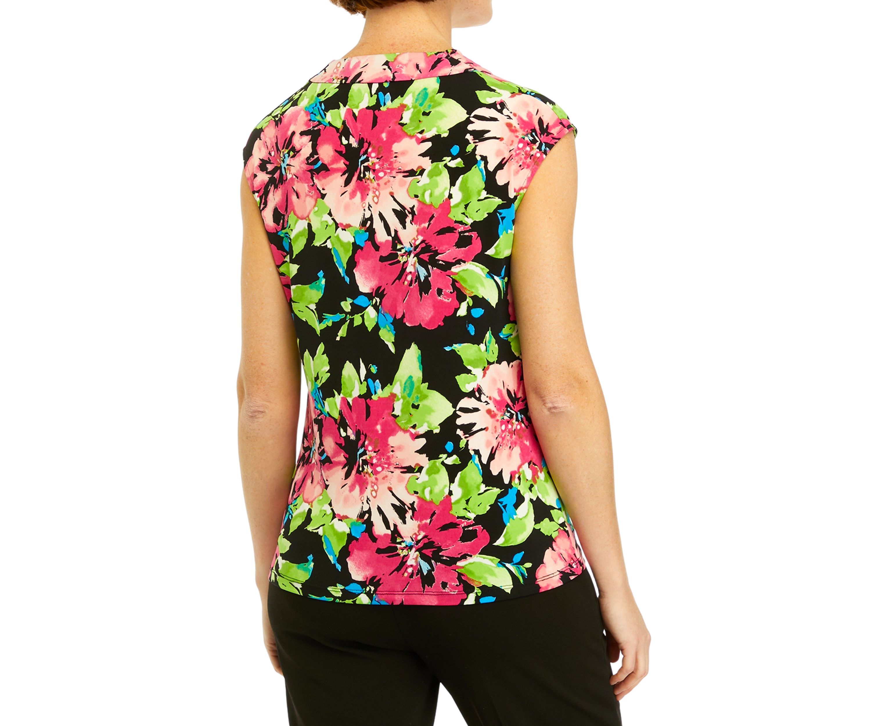 Womens Cowl Neck Cap Sleeve Knit Top