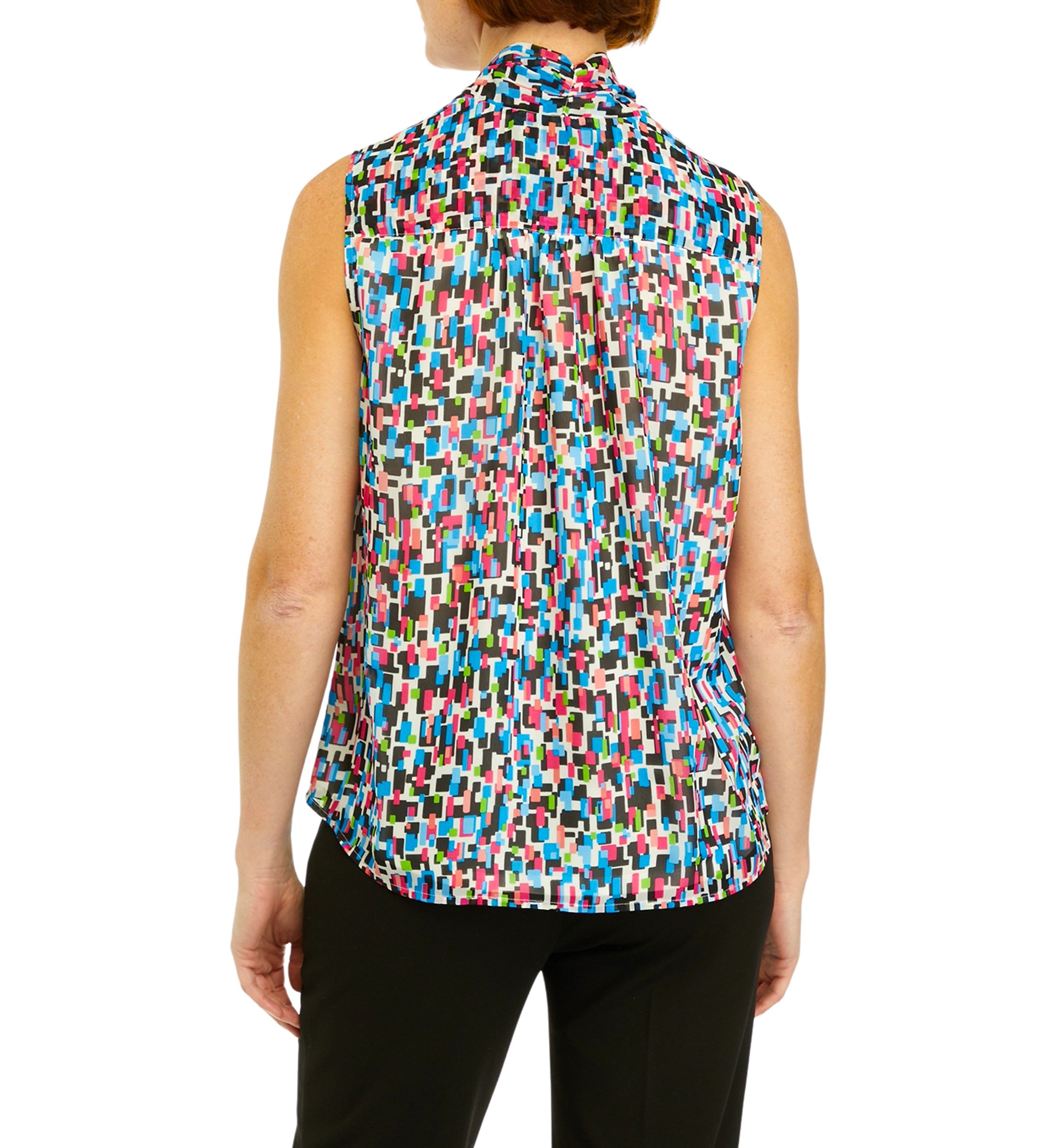 Womens Sleeveless Bow Neck Blouse