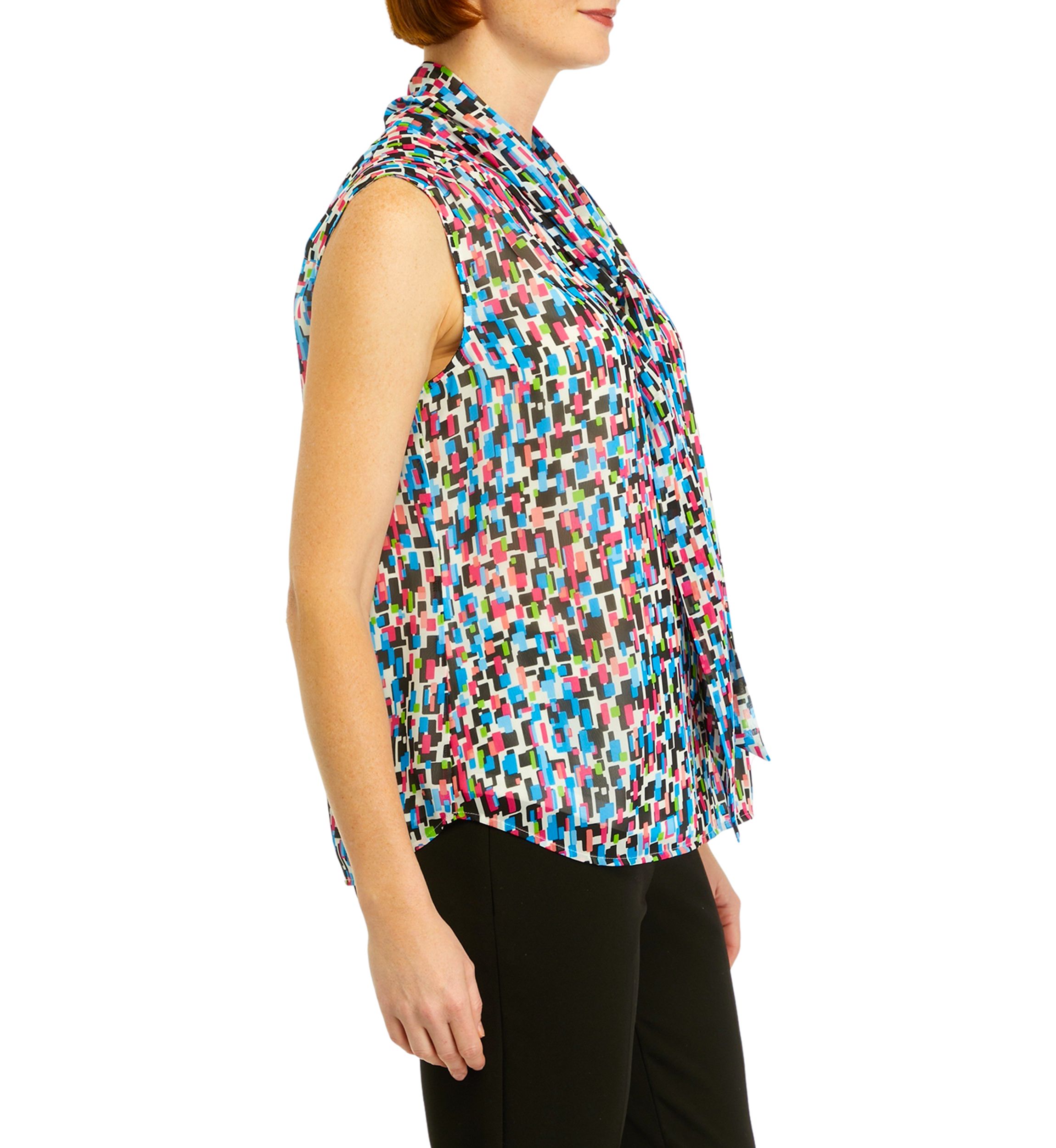 Womens Sleeveless Bow Neck Blouse
