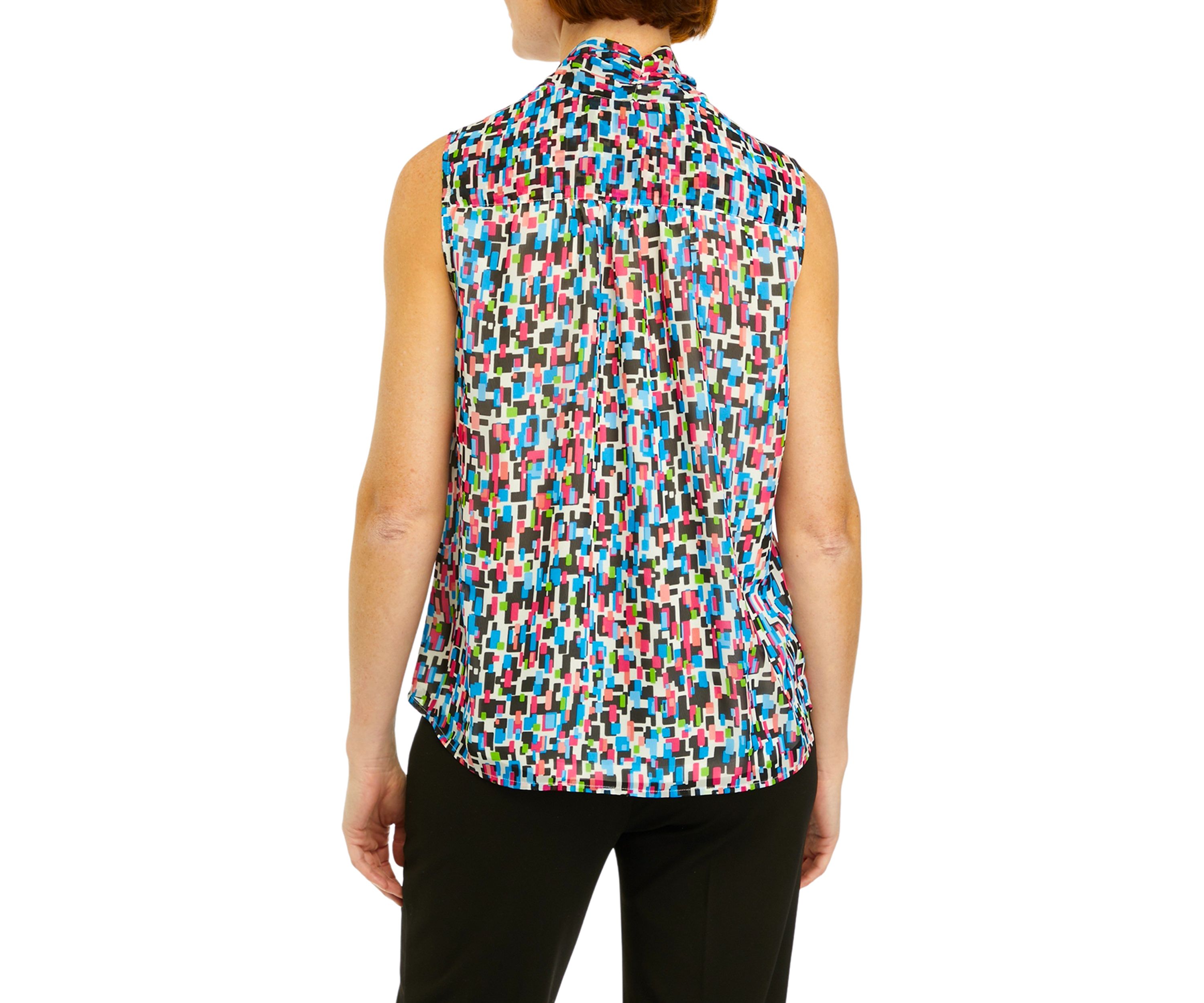 Petite Sleeveless Bow Neck Blouse