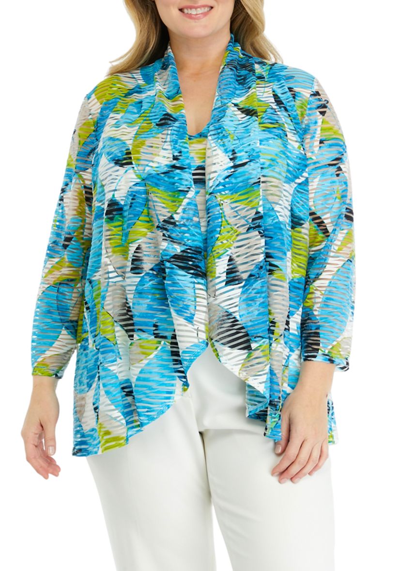 Plus Size Printed High Low Cardigan 