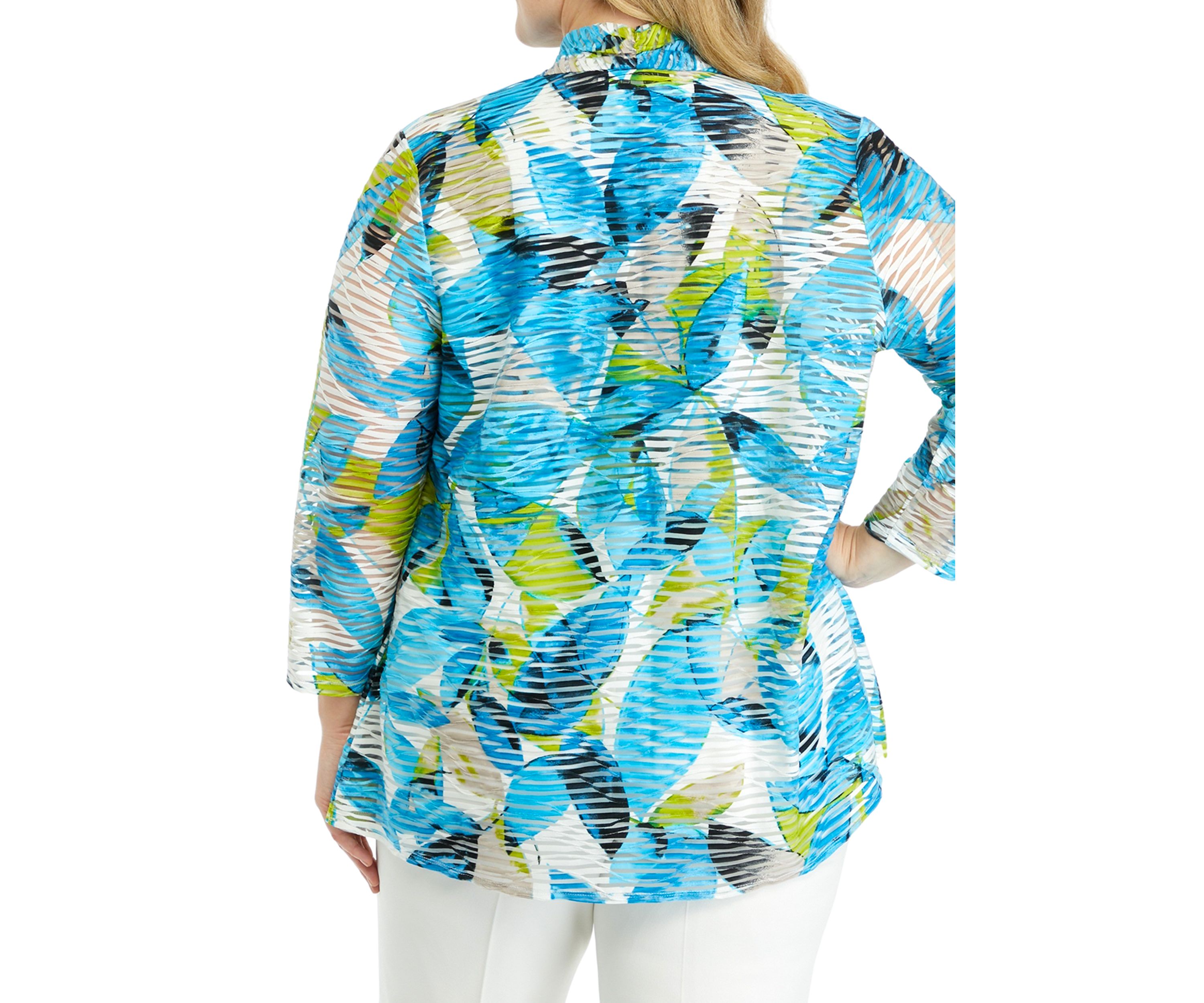 Plus Size Printed High Low Cardigan 