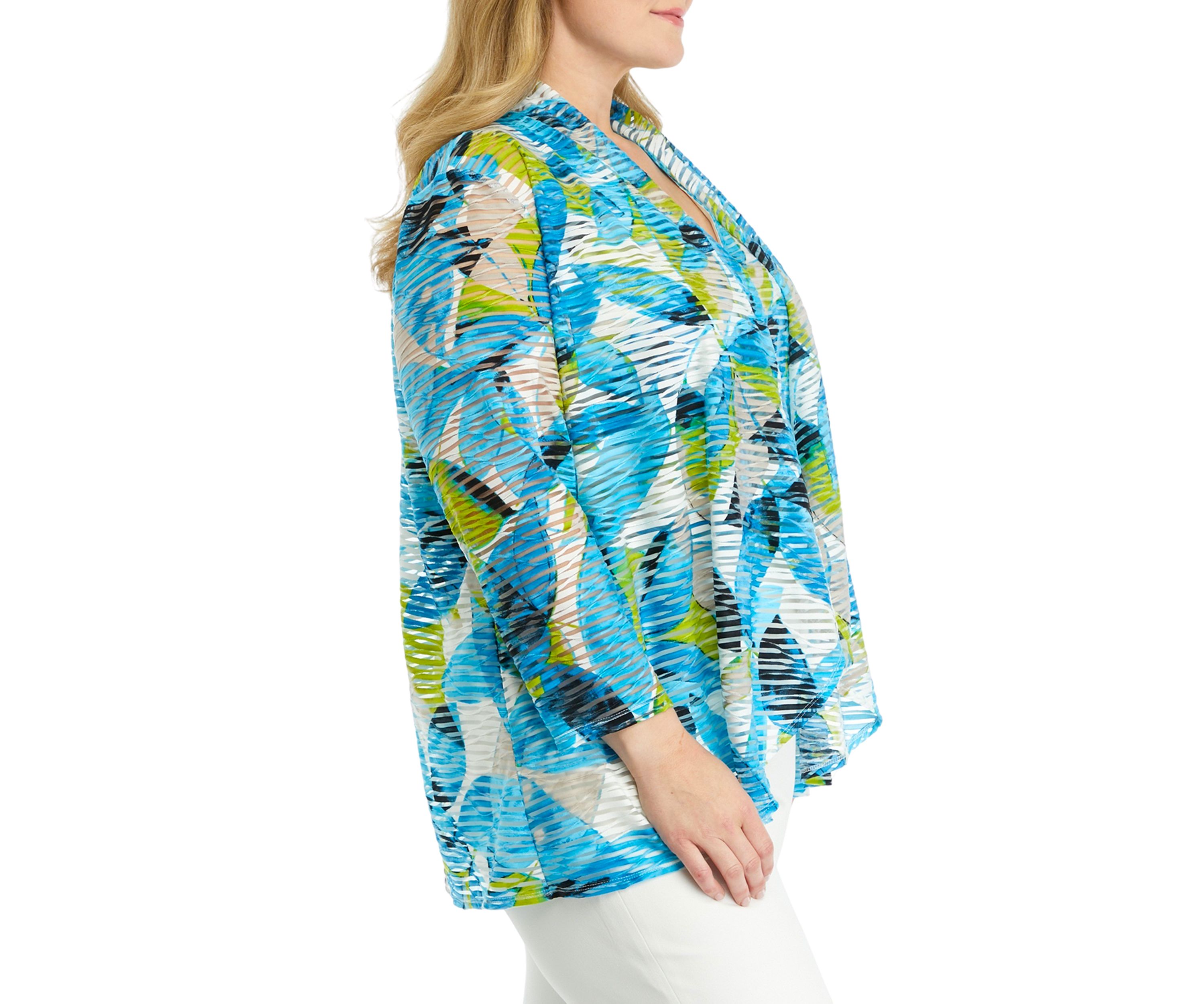 Plus Size Printed High Low Cardigan 