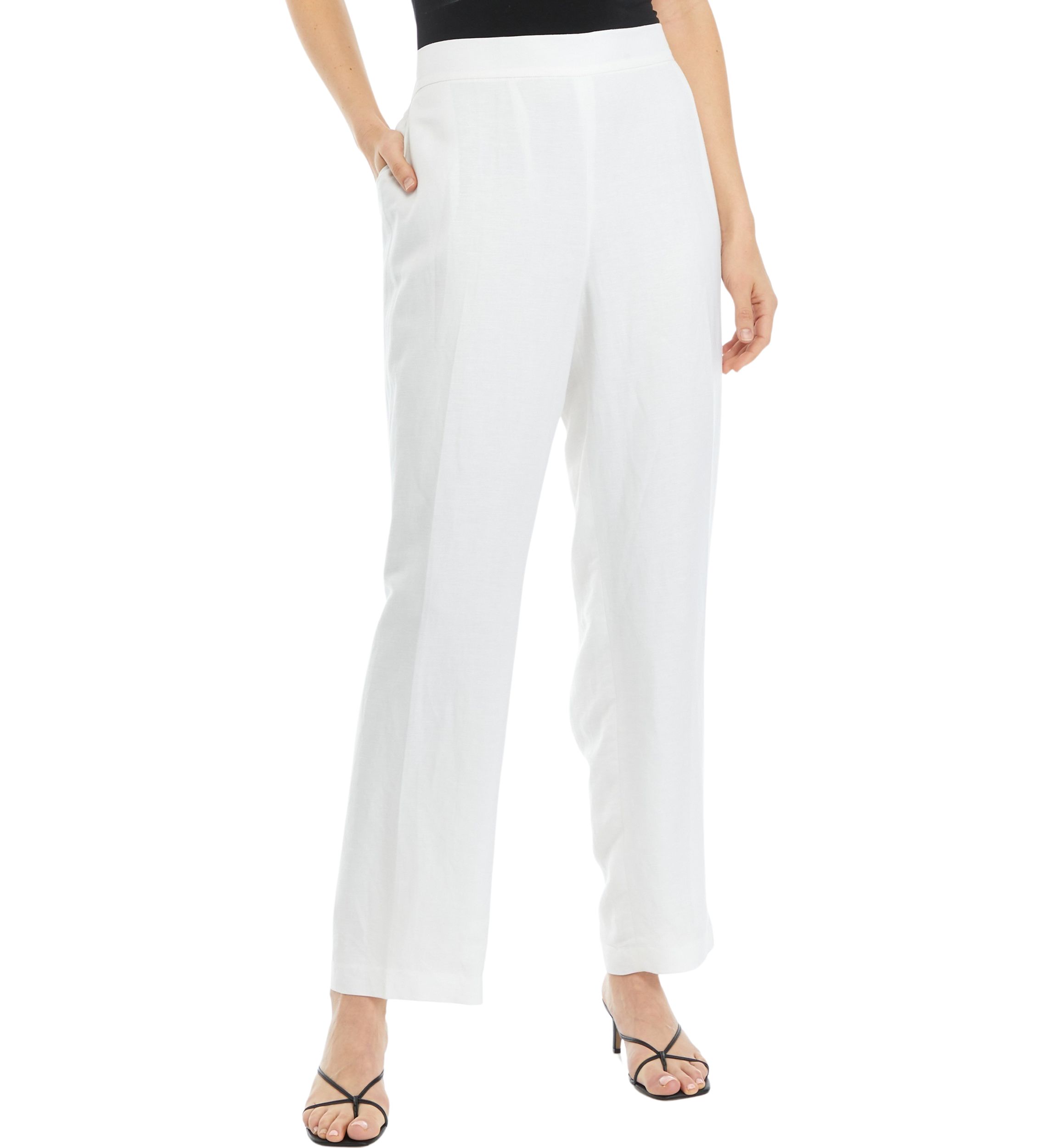 Womens Linen Blend Pull On Pants