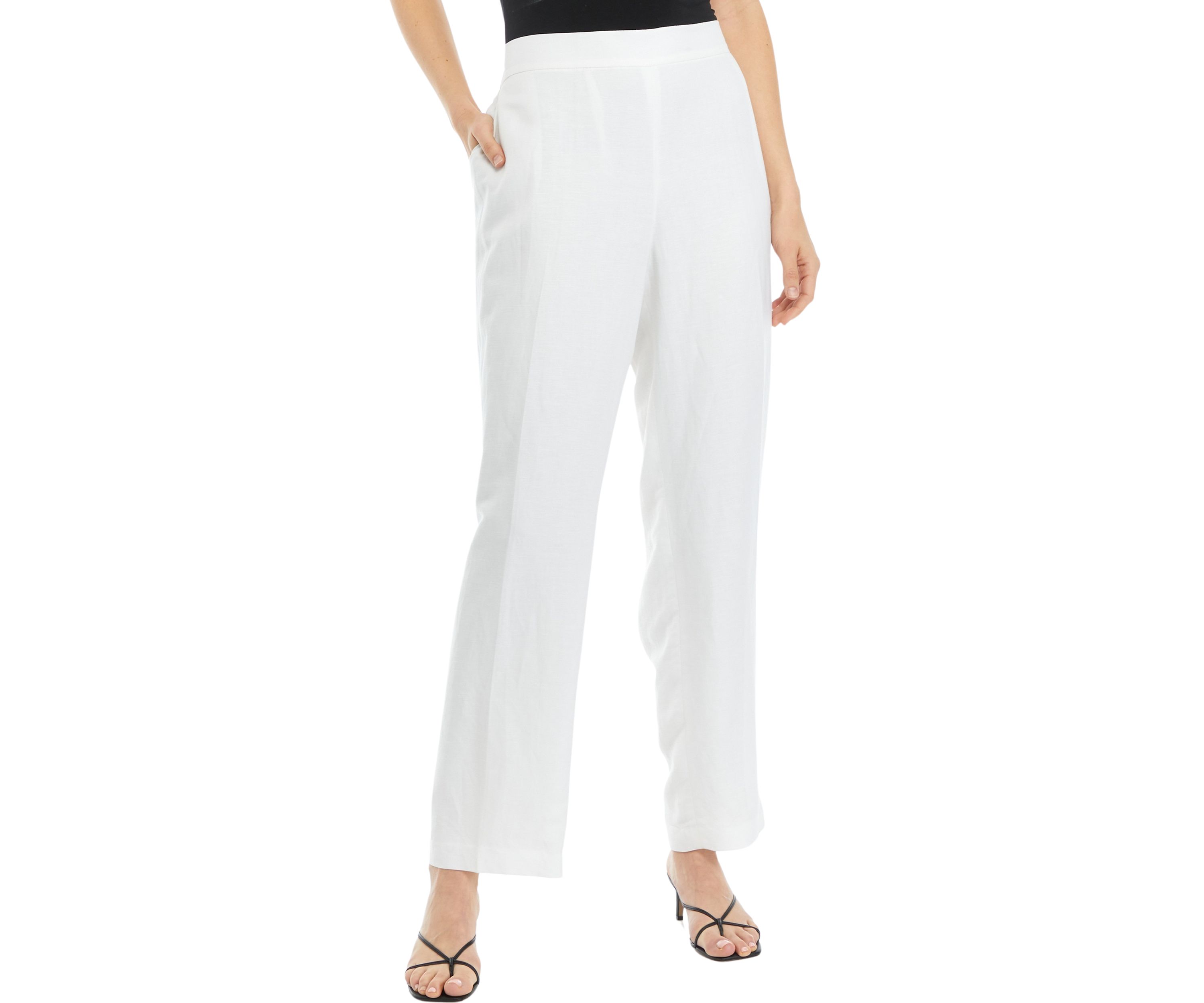 Womens Linen Blend Pull On Pants