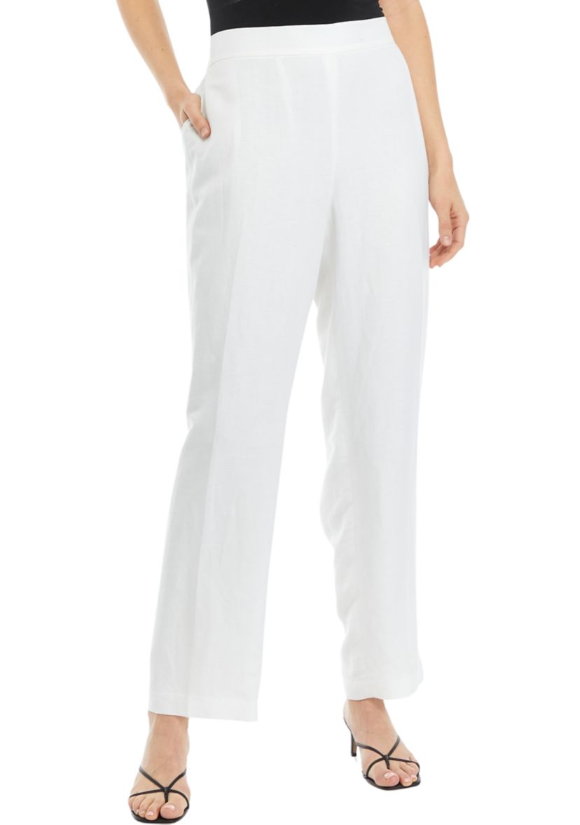 Womens Linen Blend Pull On Pants