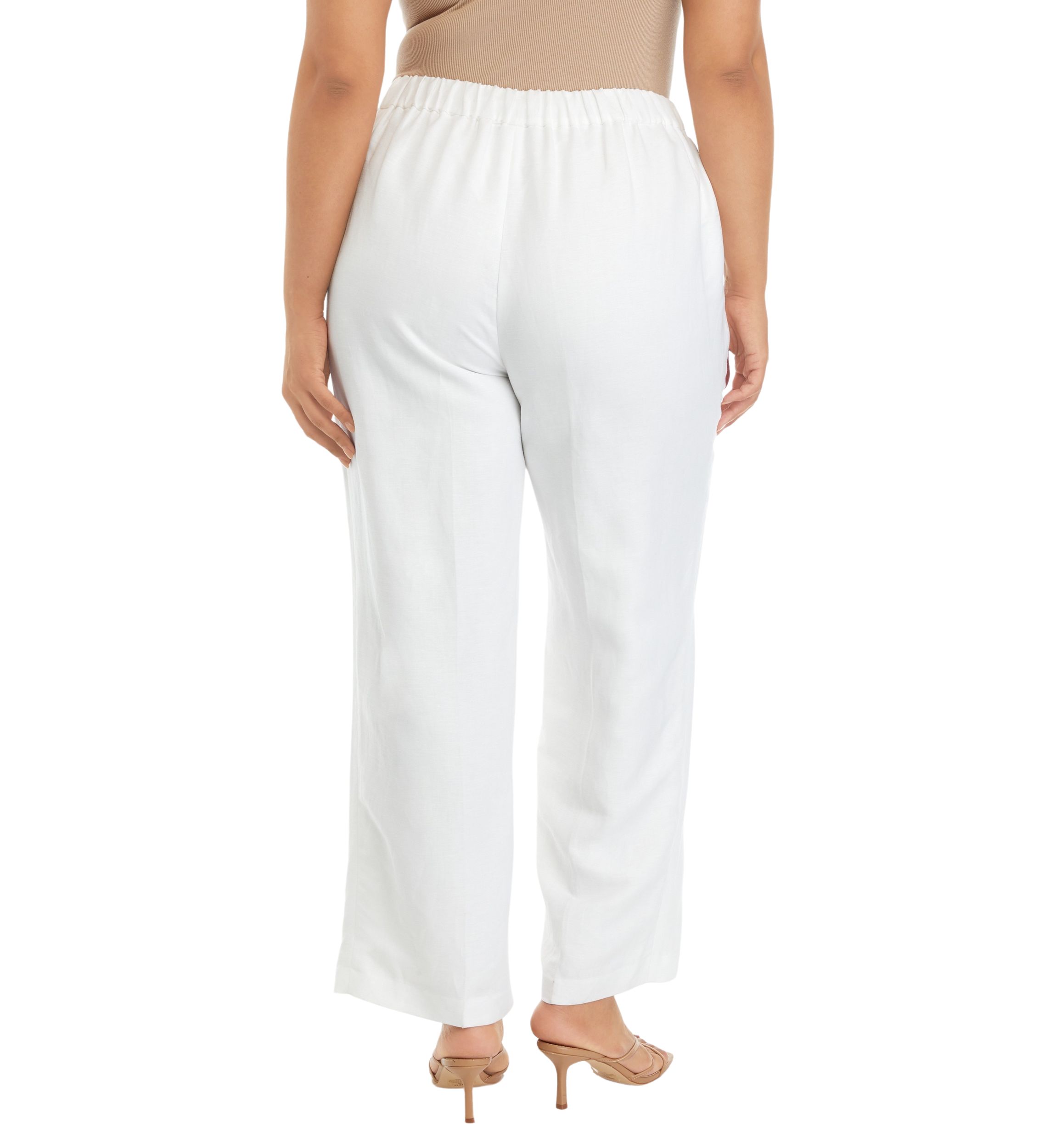 Plus Size Linen Blend Pull On Trousers