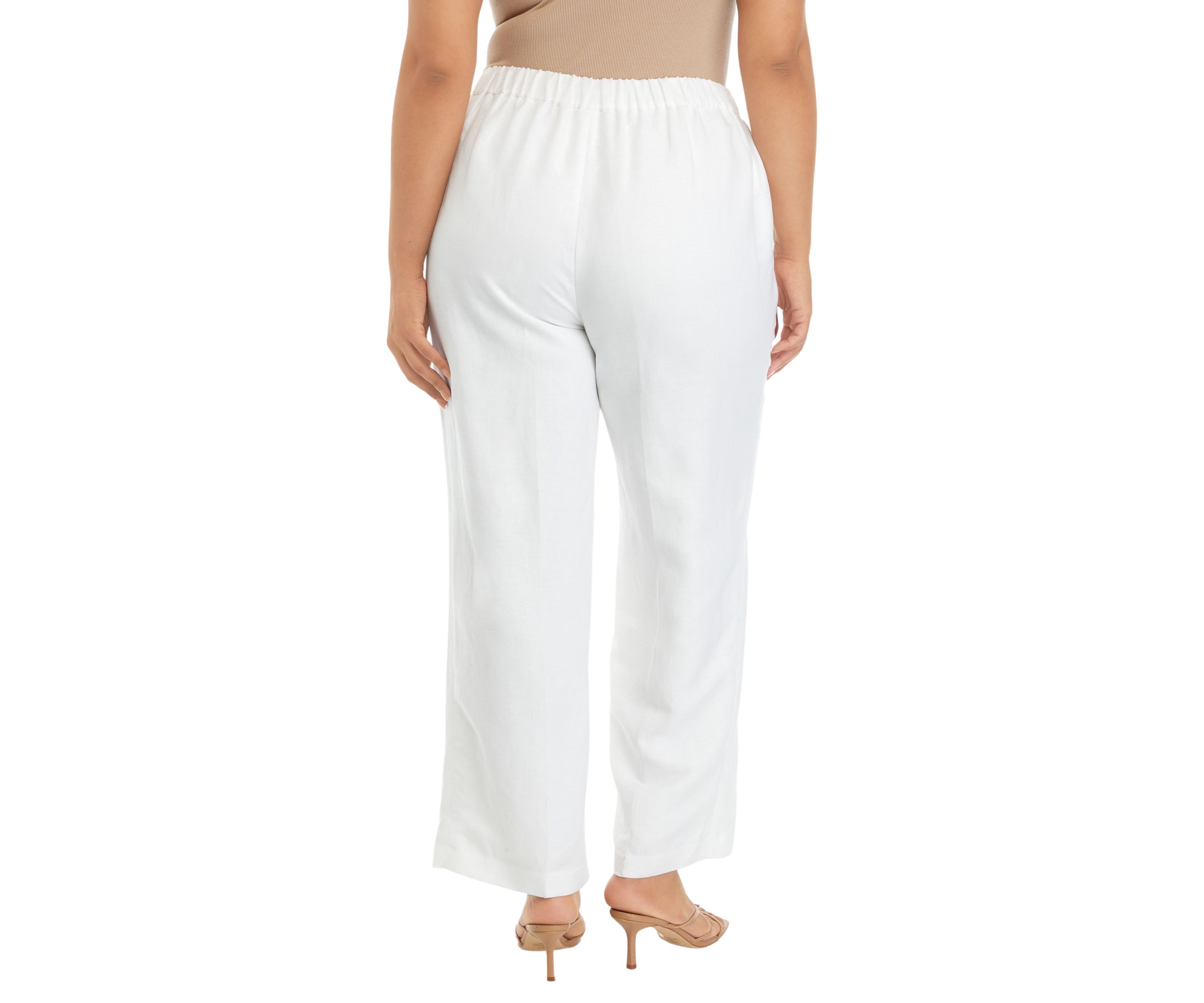 Plus Size Linen Blend Pull On Trousers