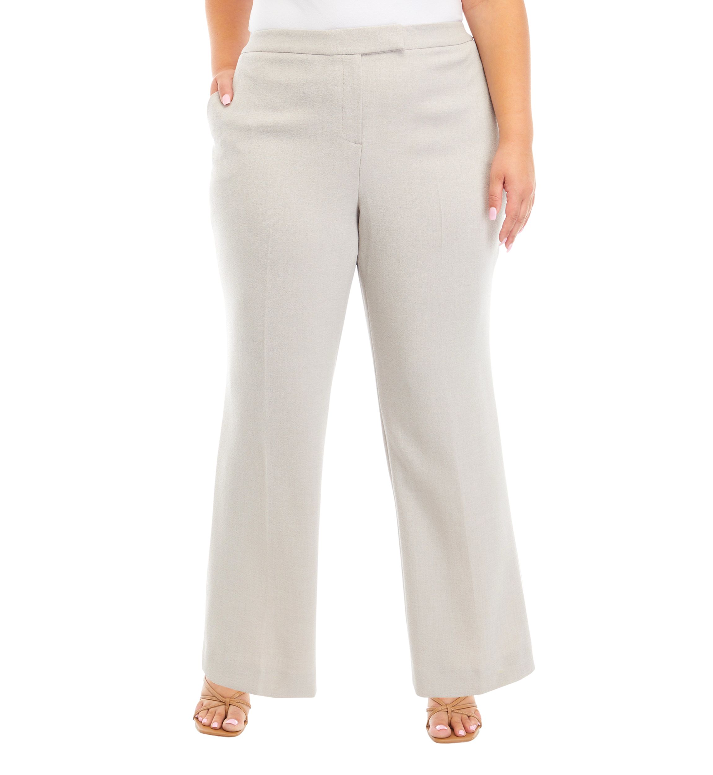 Plus Size Fly Front Extend Tab Trouser Pants