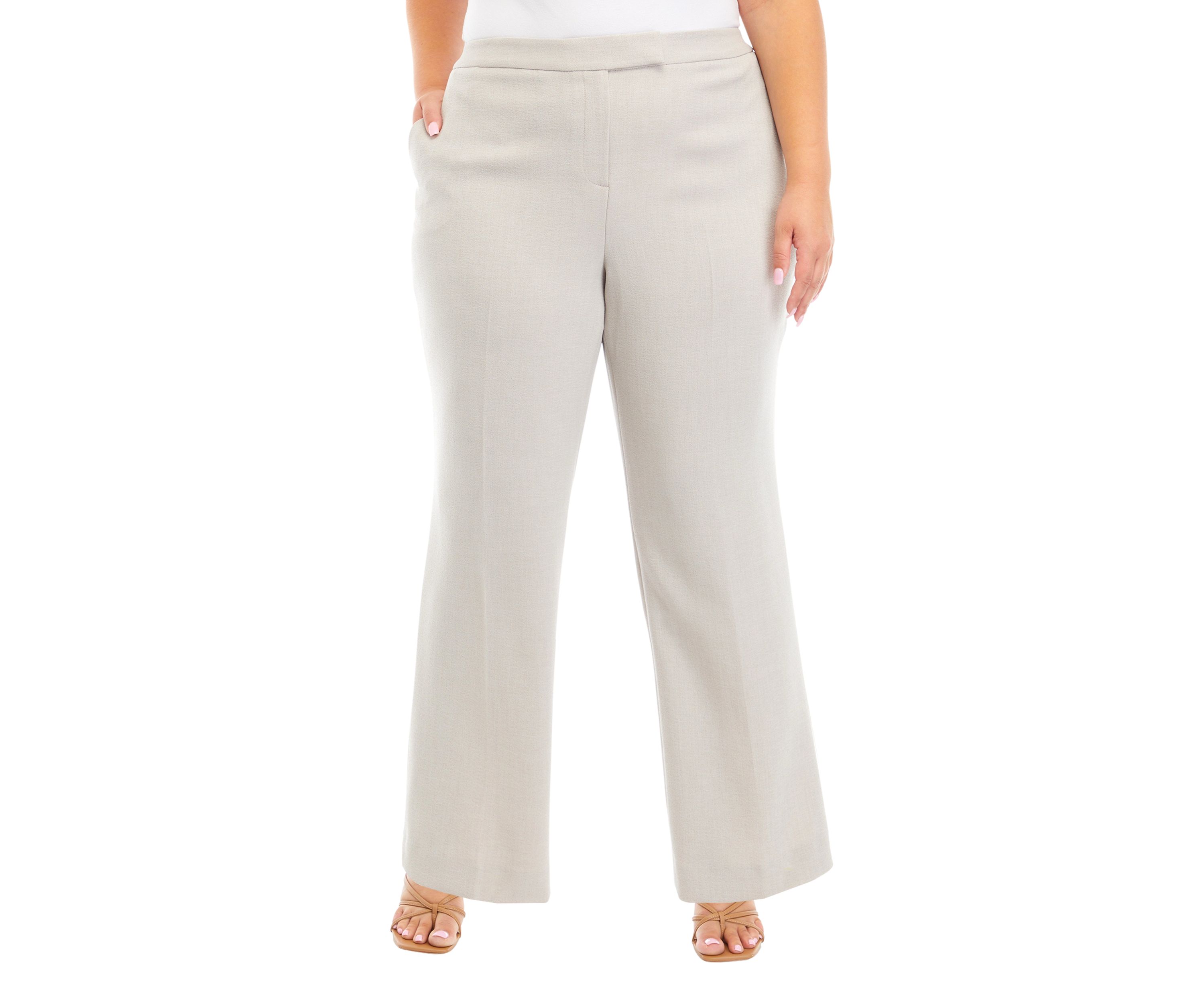 Plus Size Fly Front Extend Tab Trouser Pants
