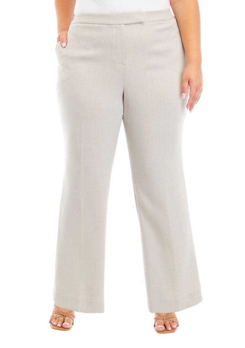Plus Size Fly Front Extend Tab Trouser Pants