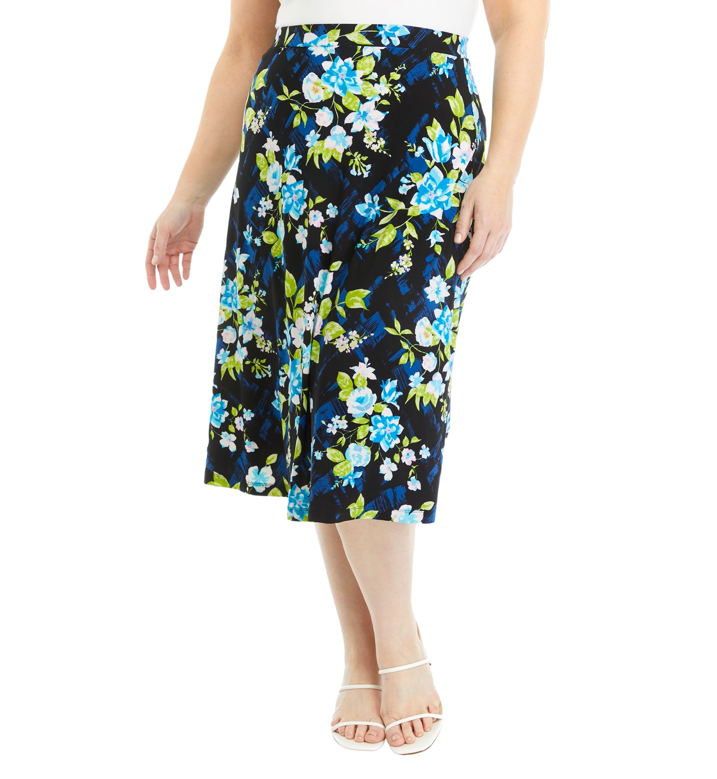 Plus Size Midi Flared Skirt