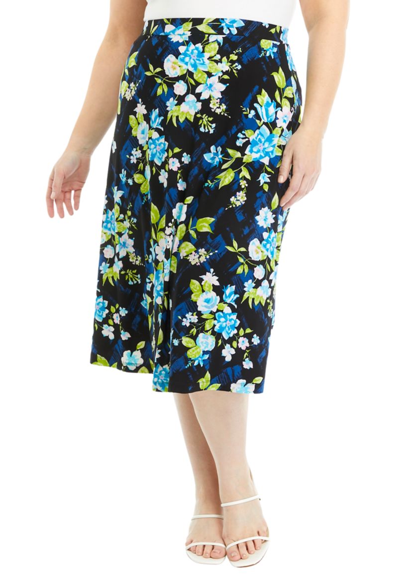 Plus Size Midi Flared Skirt