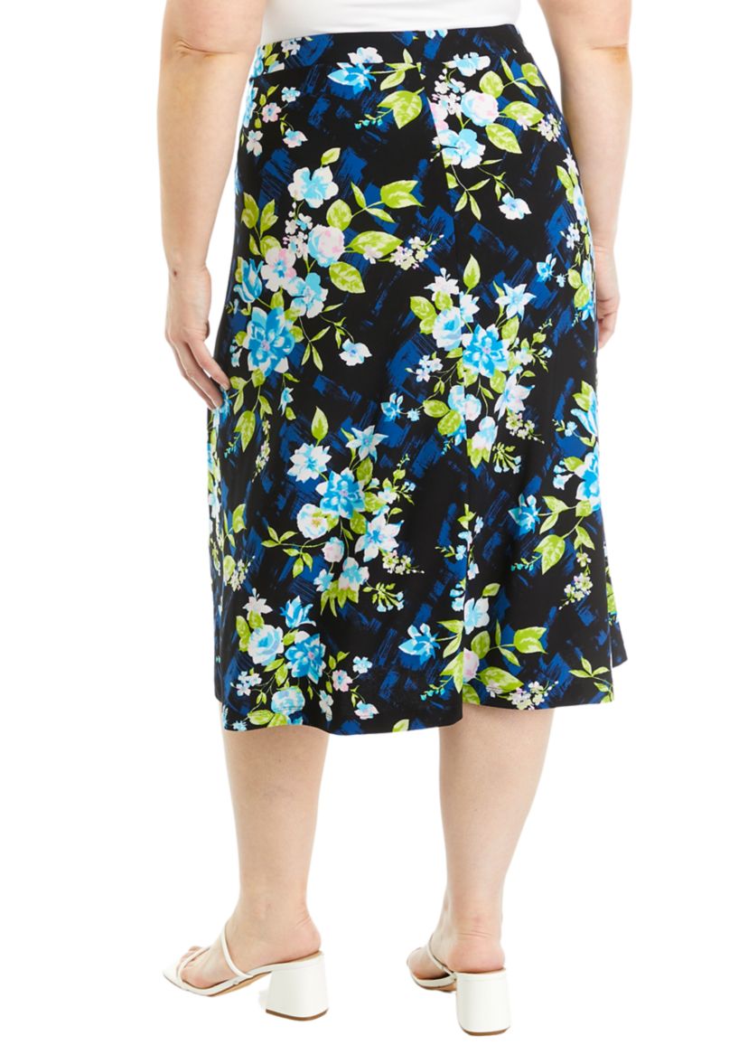 Plus Size Midi Flared Skirt
