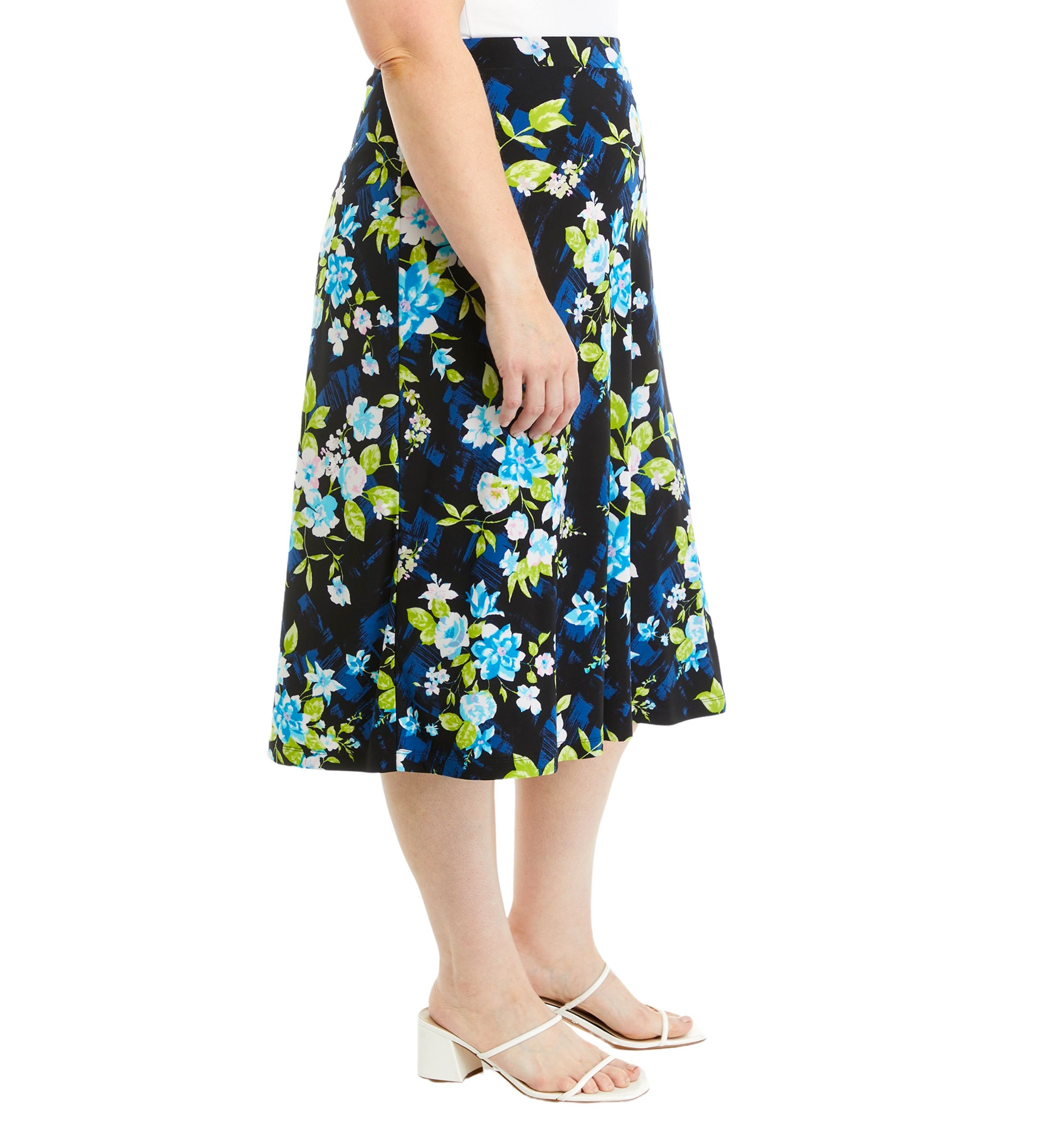 Plus Size Midi Flared Skirt