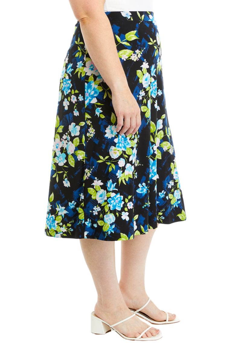 Plus Size Midi Flared Skirt