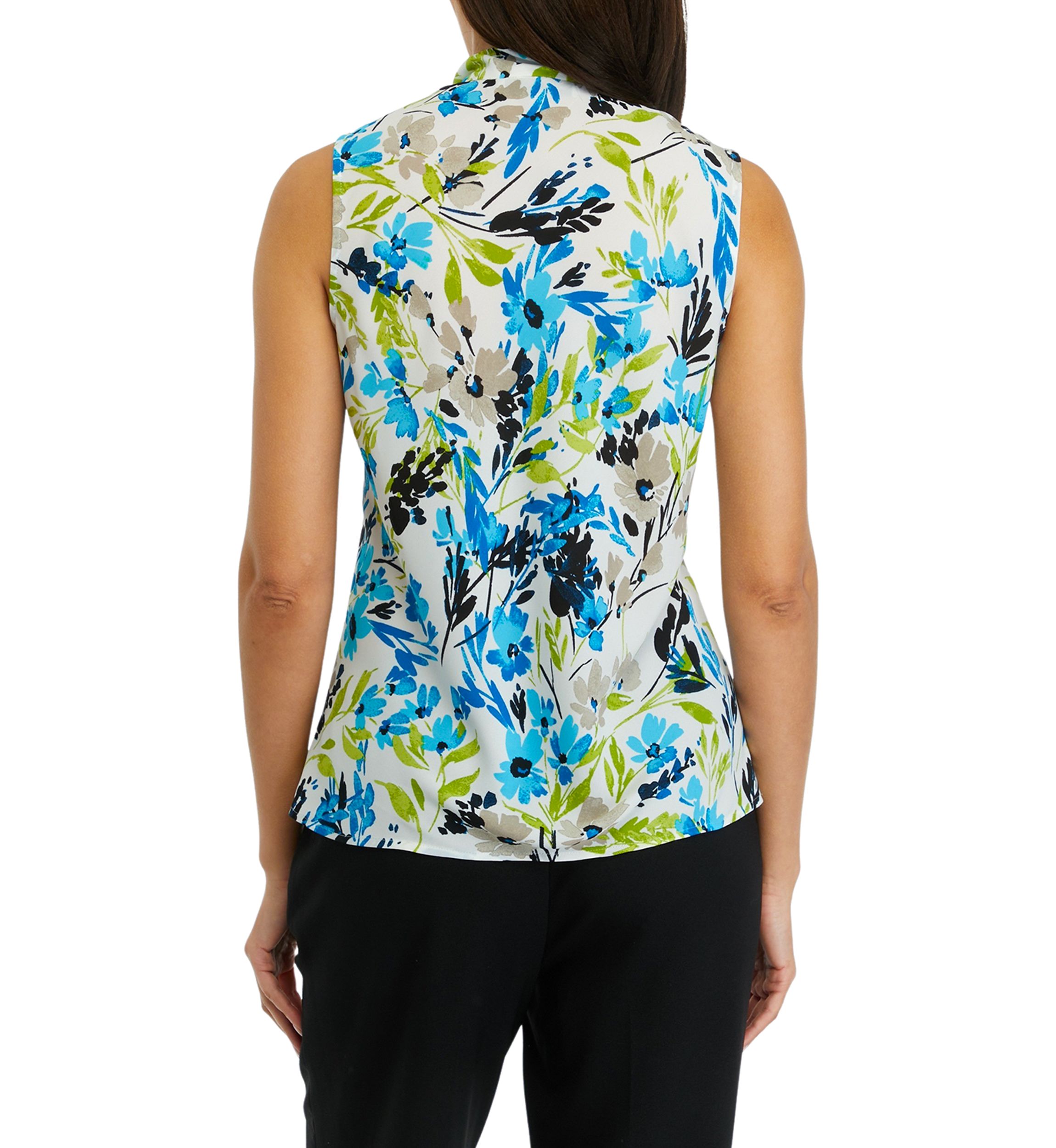 Womens Sleeveless Tie Front Blouse