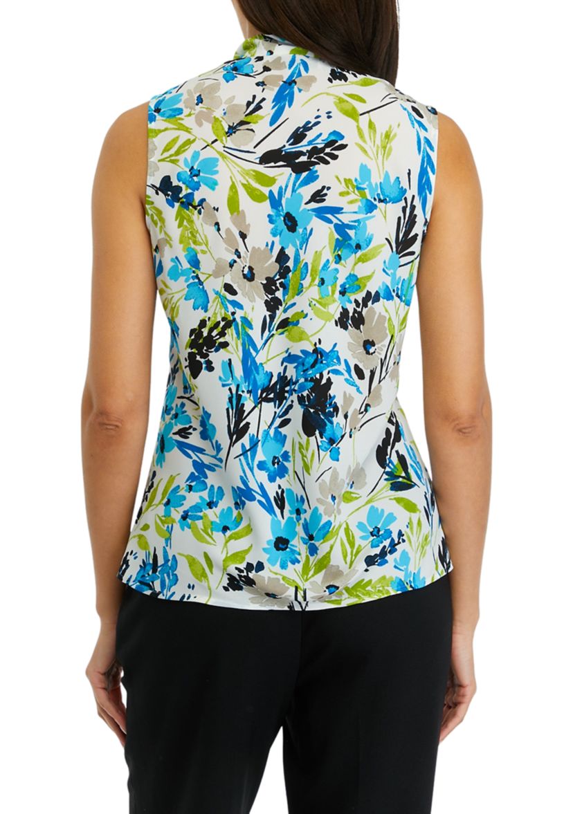 Womens Sleeveless Tie Front Blouse