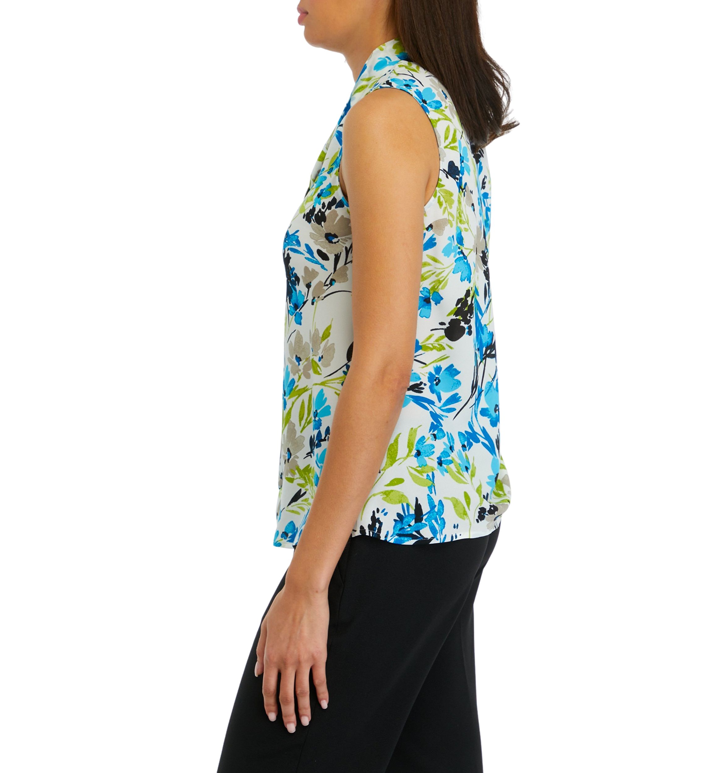 Womens Sleeveless Tie Front Blouse