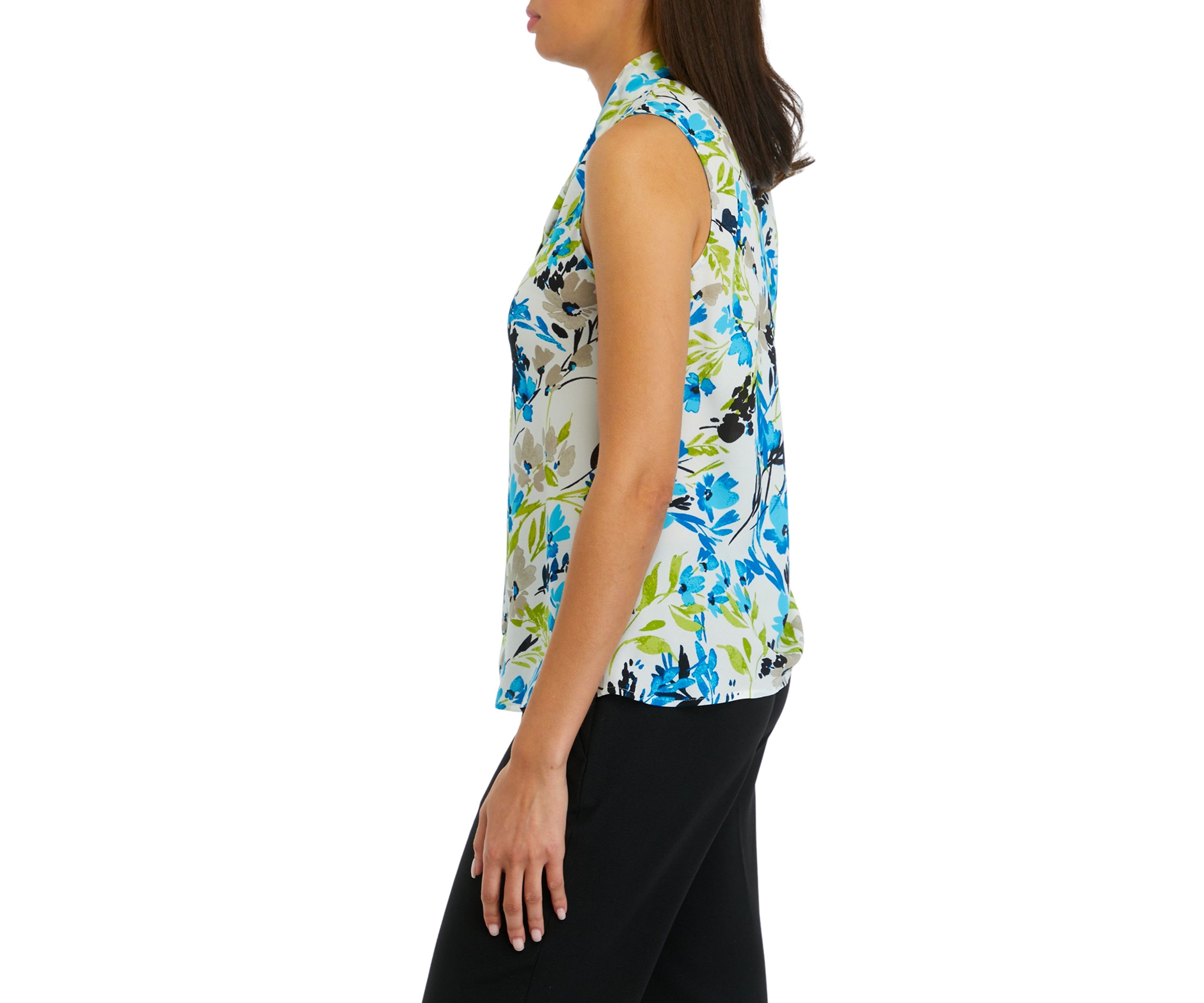 Womens Sleeveless Tie Front Blouse