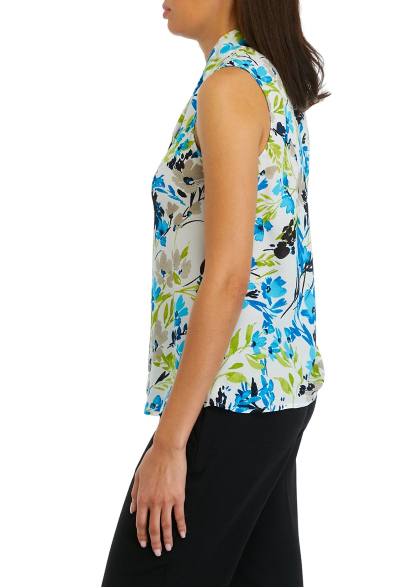 Womens Sleeveless Tie Front Blouse