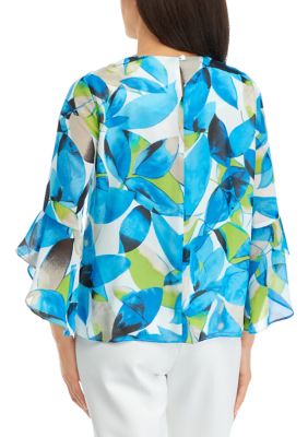 Women's Printed Ruffle Sleeve Blouse