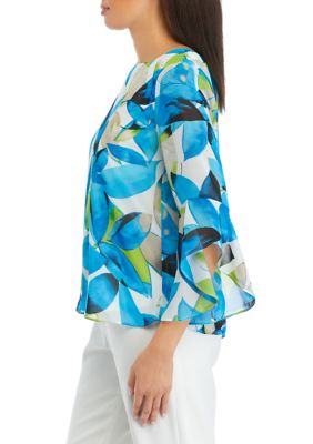 Women's Printed Ruffle Sleeve Blouse