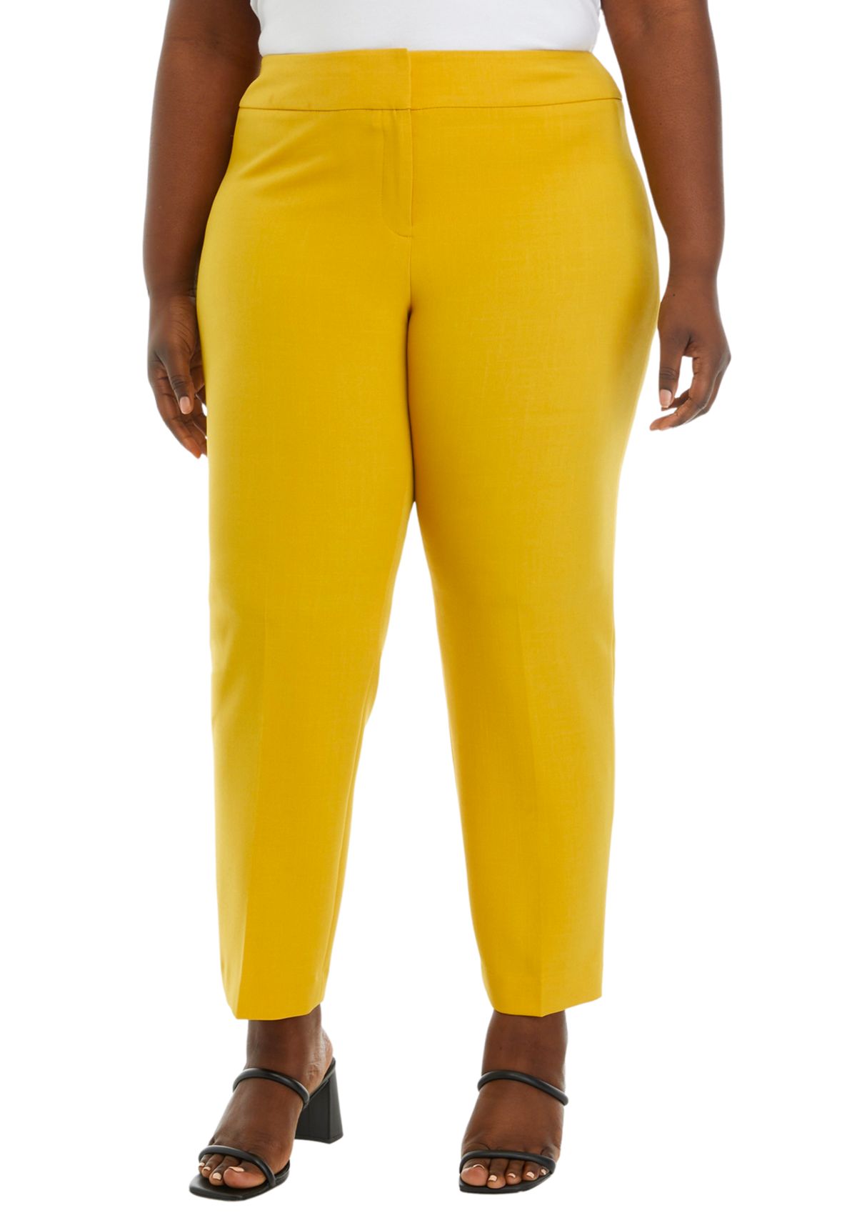 Plus Size Fly Front Slim Pants 