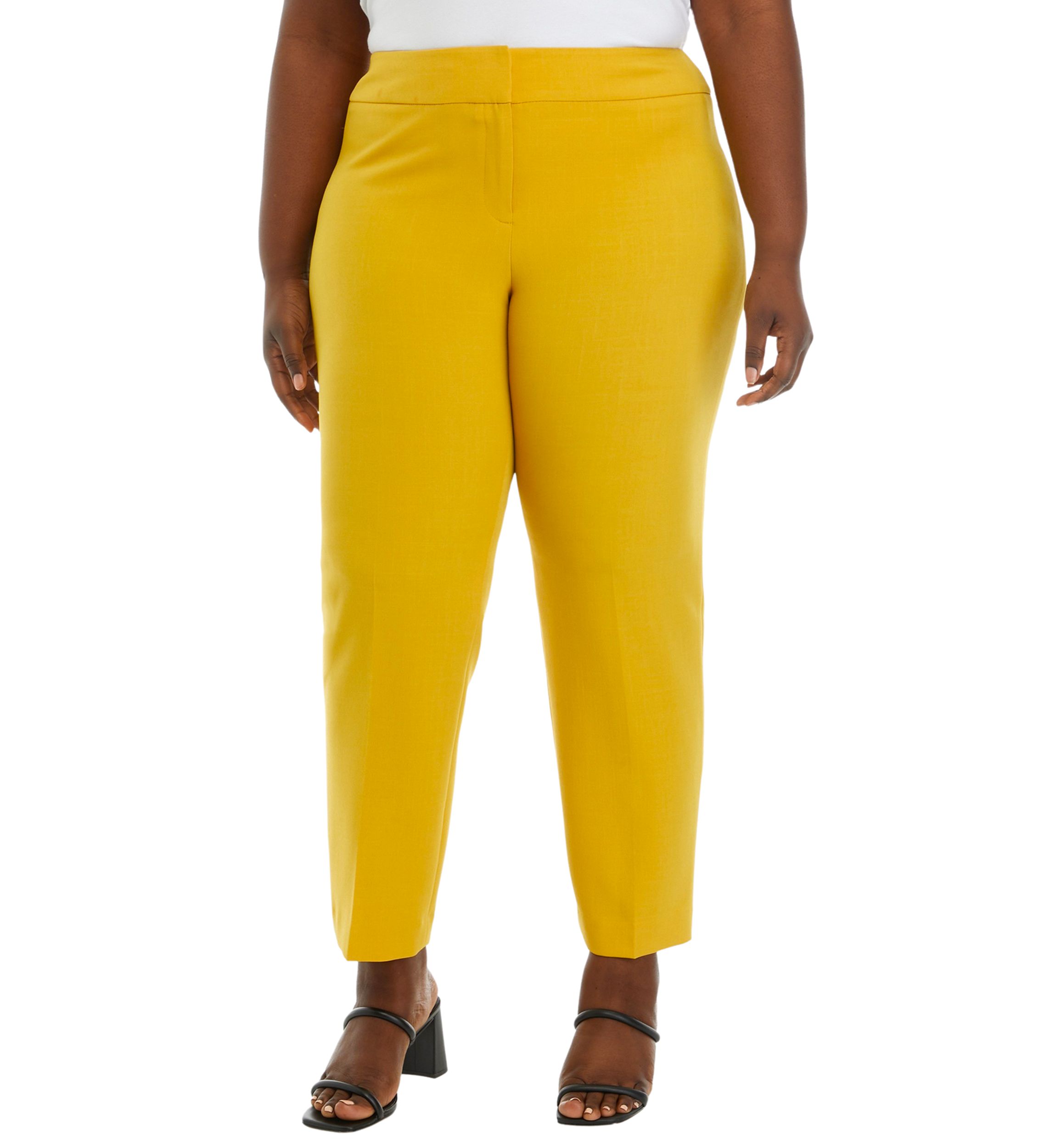 Plus Size Fly Front Slim Pants 