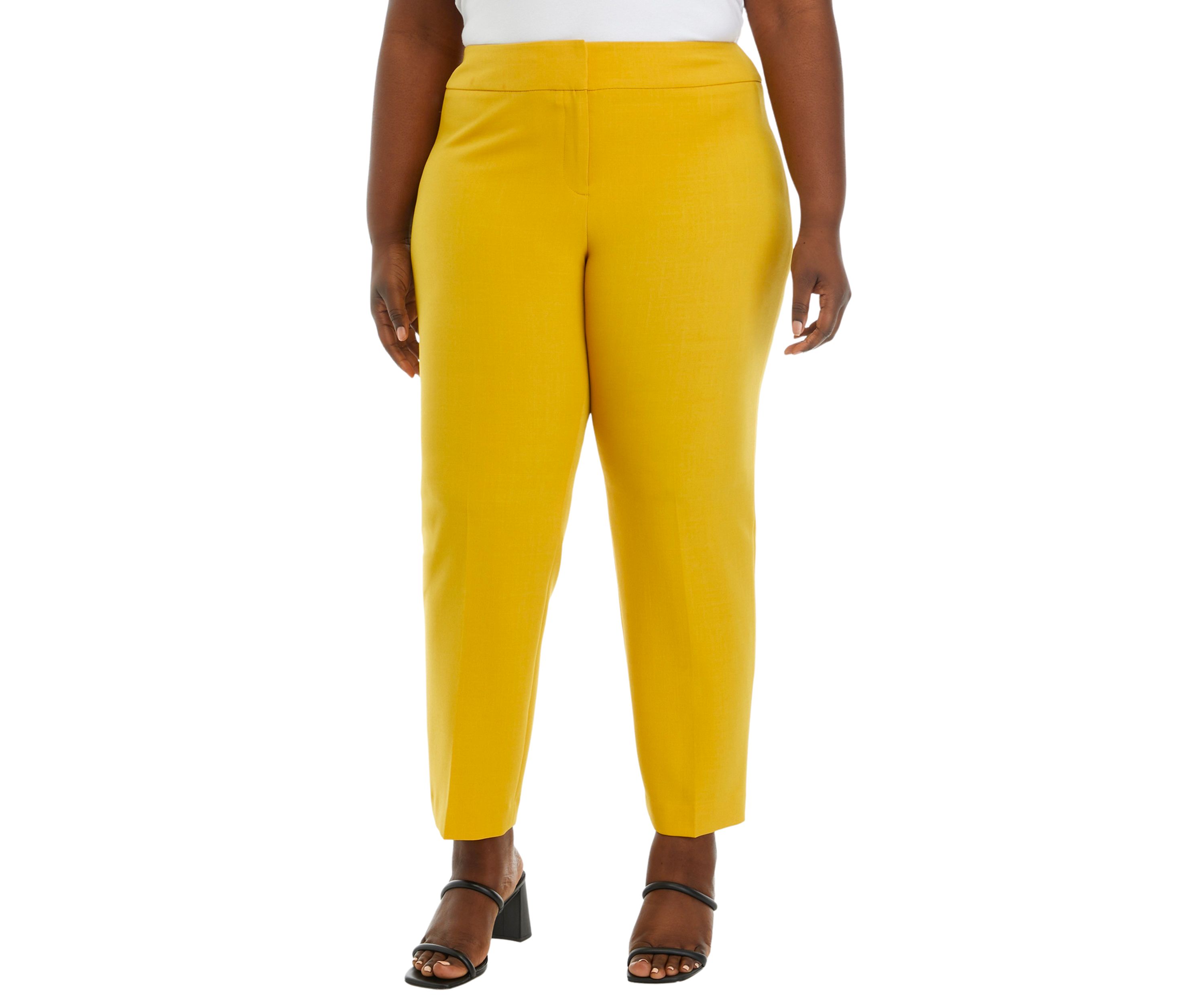 Plus Size Fly Front Slim Pants 
