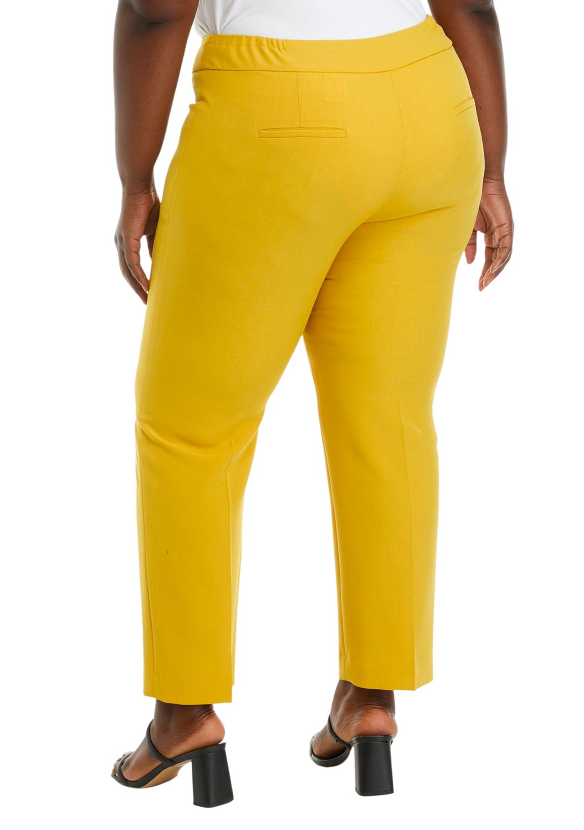 Plus Size Fly Front Slim Pants 