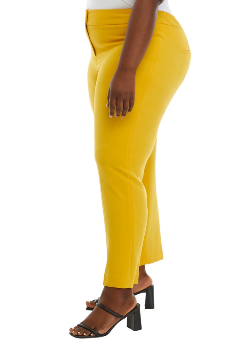 Plus Size Fly Front Slim Pants 