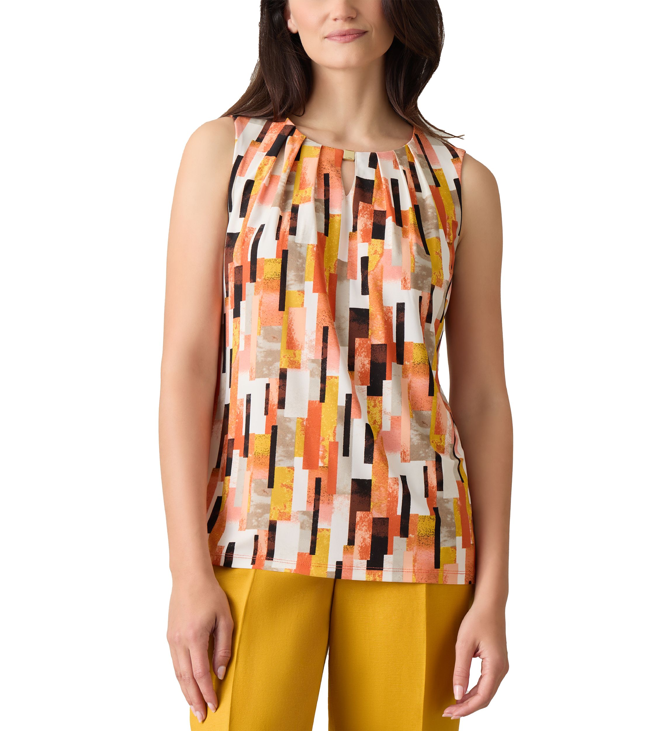 Petite Printed Sleeveless Blouse