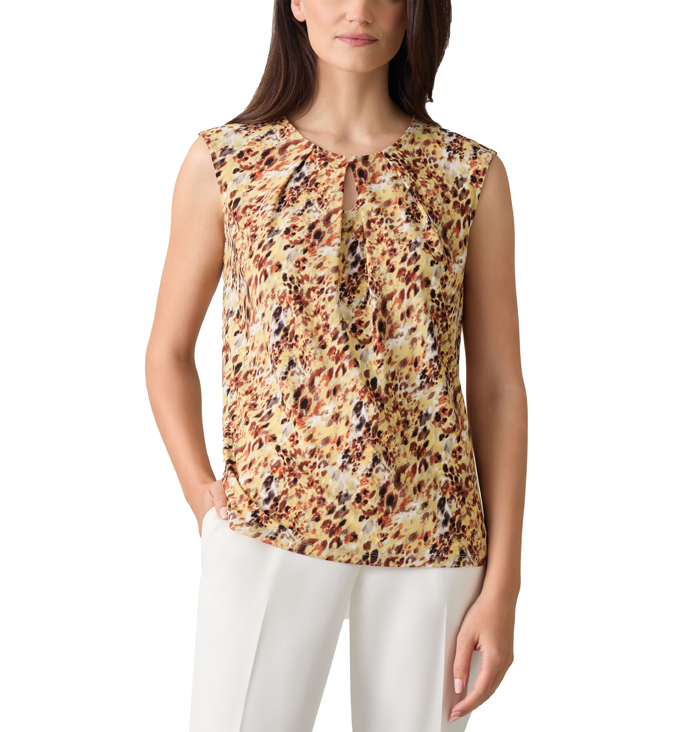 Petite Printed Keyhole Blouse