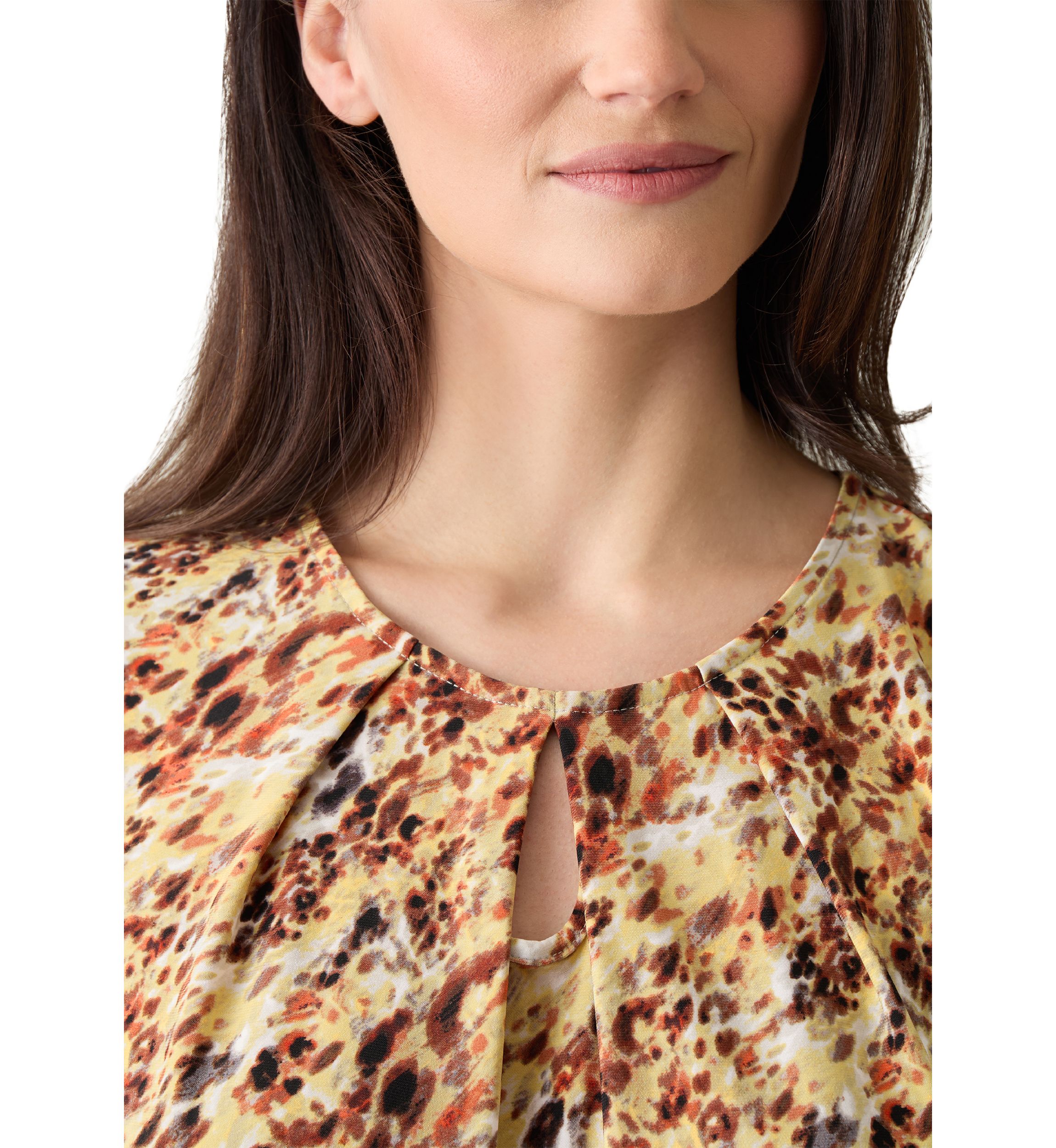 Petite Printed Keyhole Blouse