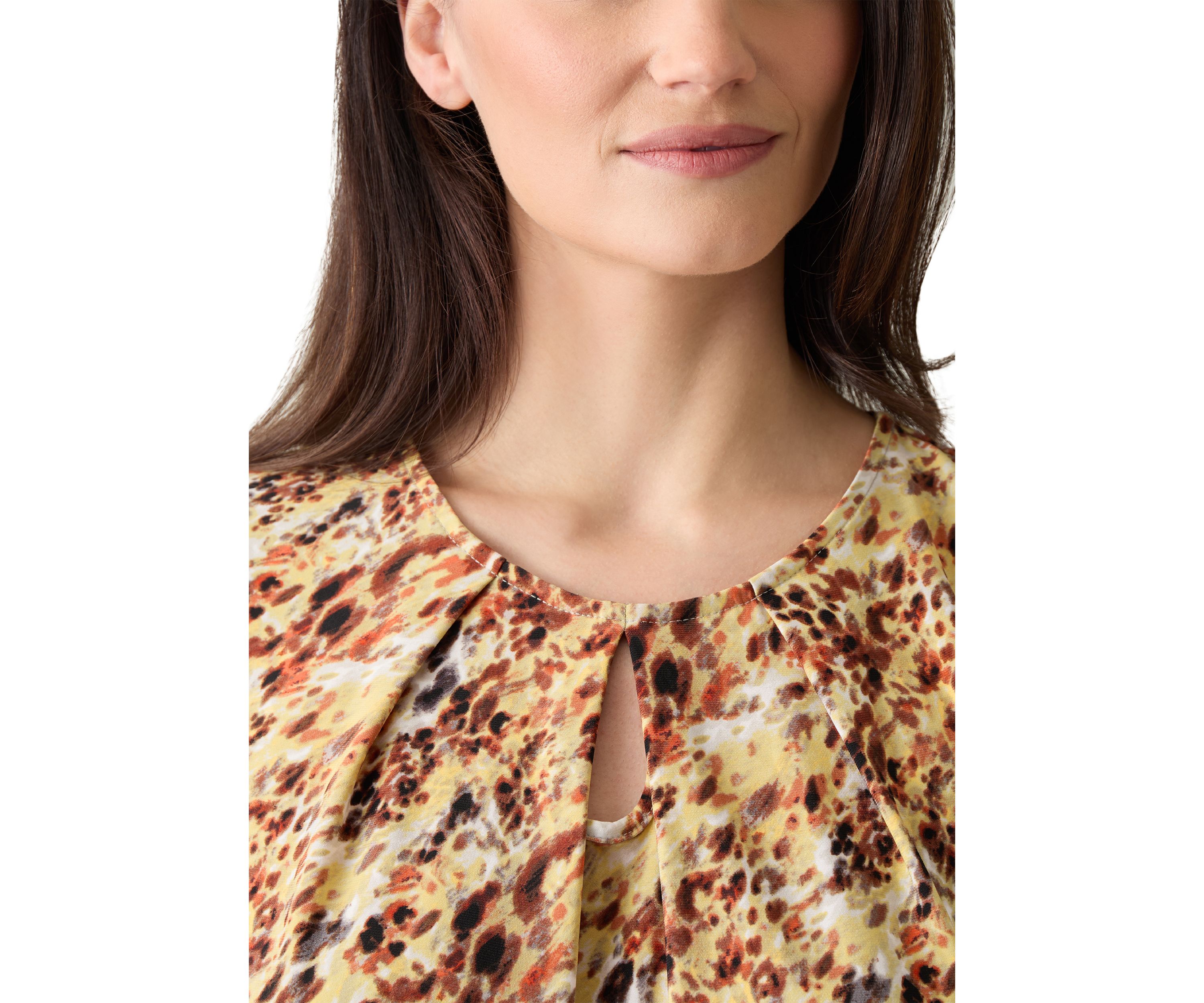 Petite Printed Keyhole Blouse