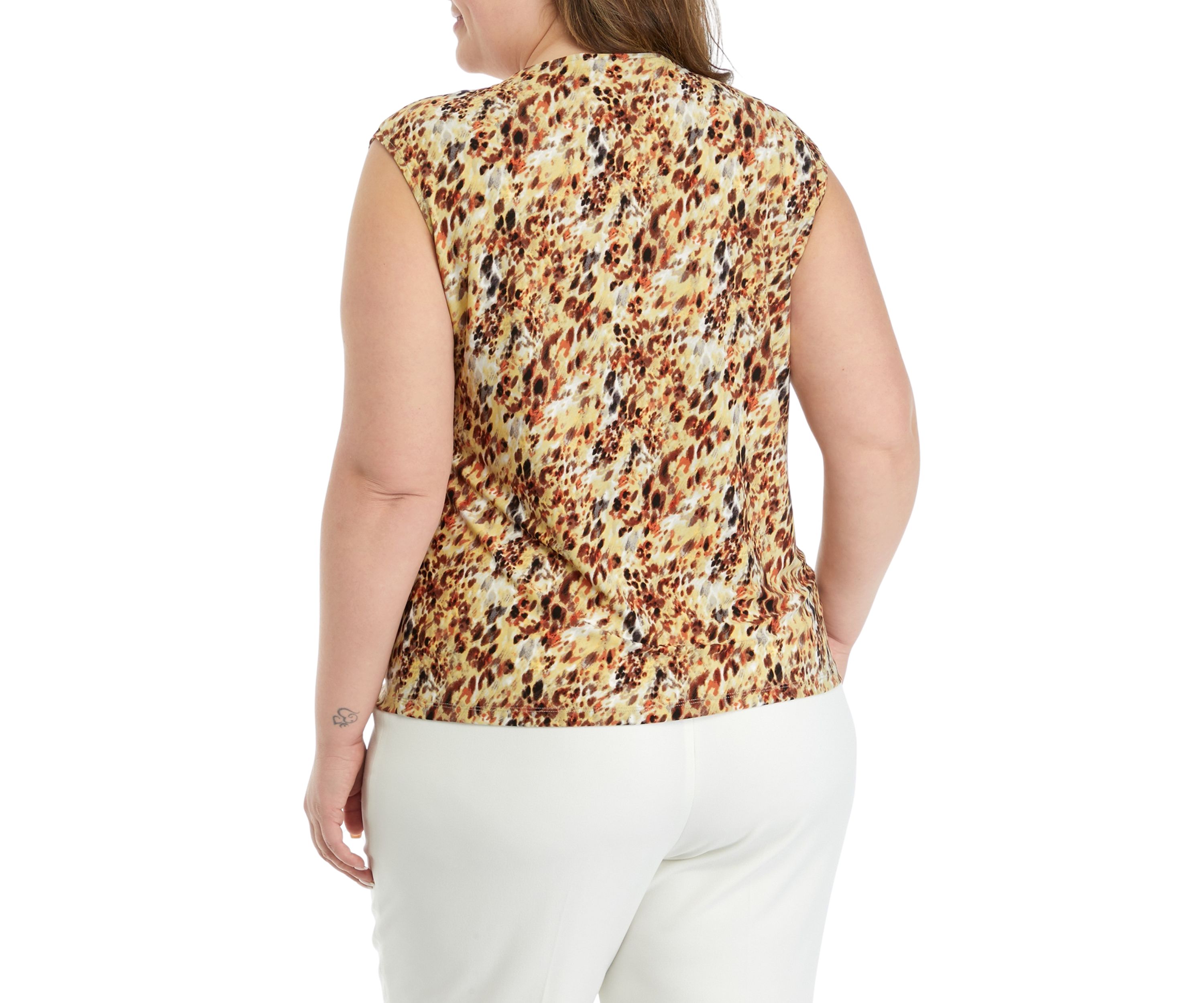 Plus Size Printed Keyhole Cami Blouse