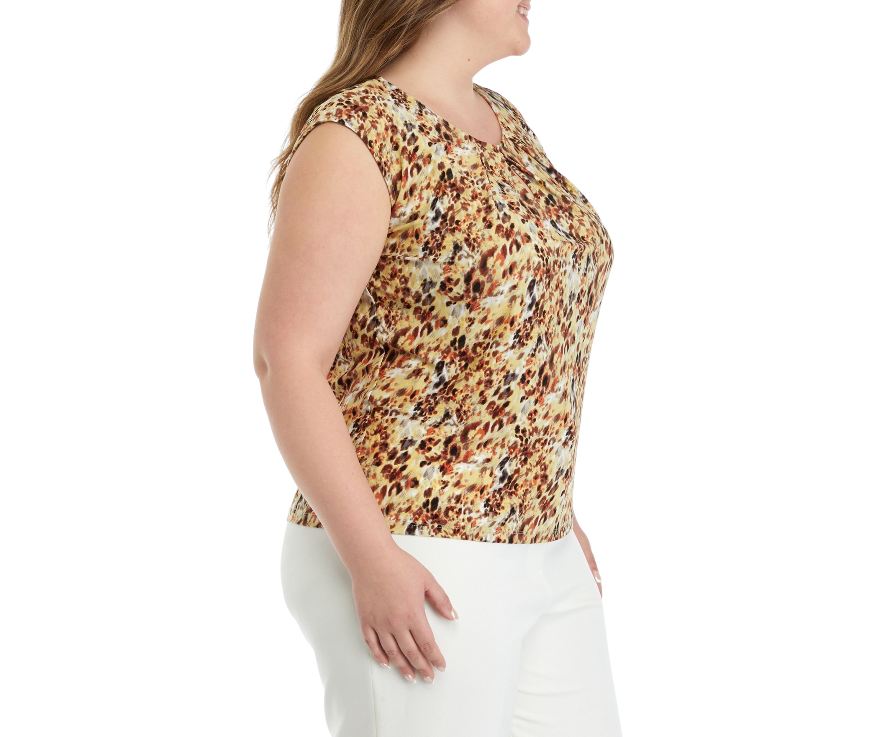 Plus Size Printed Keyhole Cami Blouse
