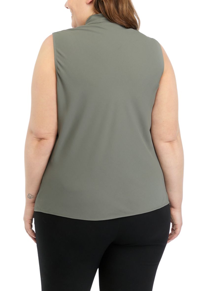 Plus Size Tie Neck Blouse