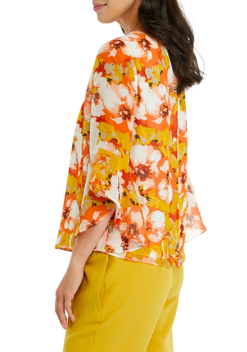 Womens Ruffle Floral Printed Blouse