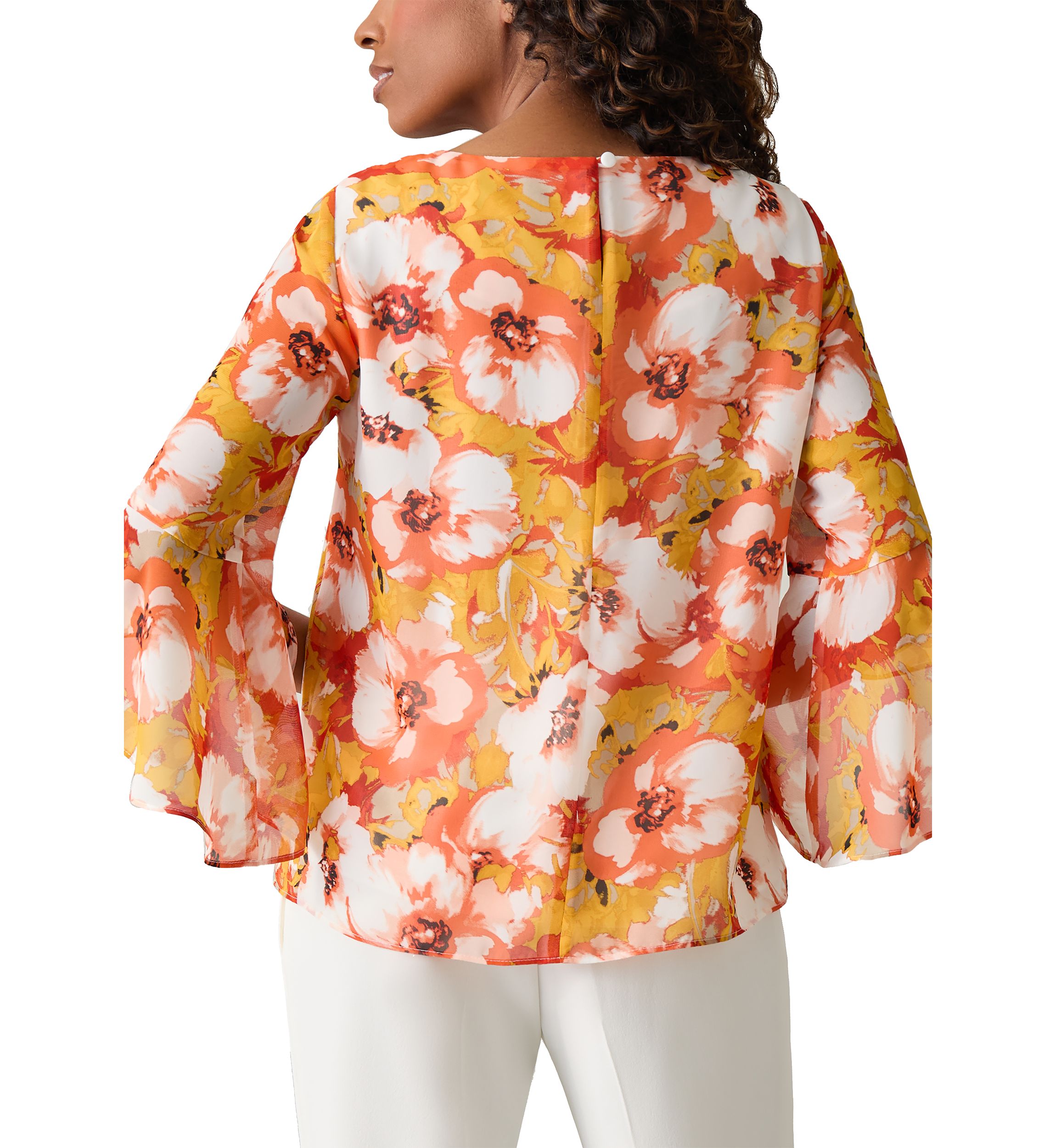 Petite Printed Bell Sleeve Blouse