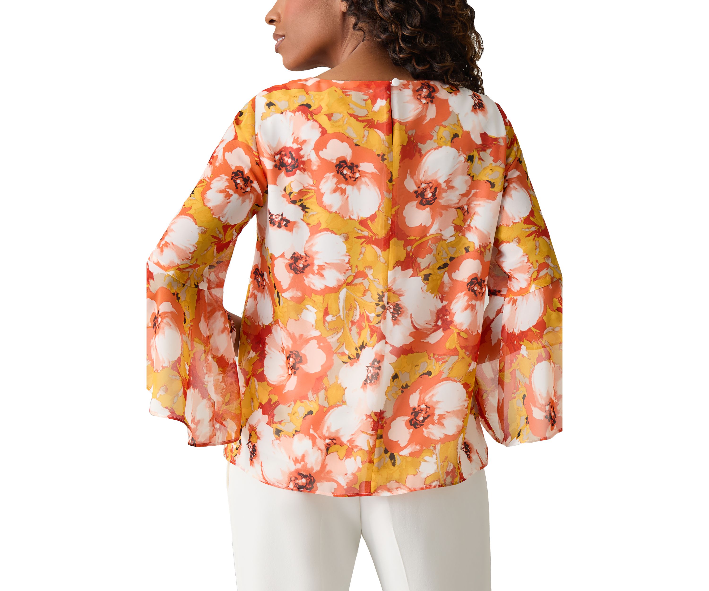 Petite Printed Bell Sleeve Blouse