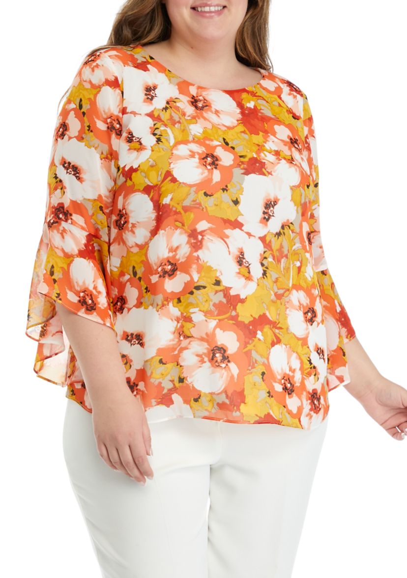 Plus Size Floral Printed Blouse