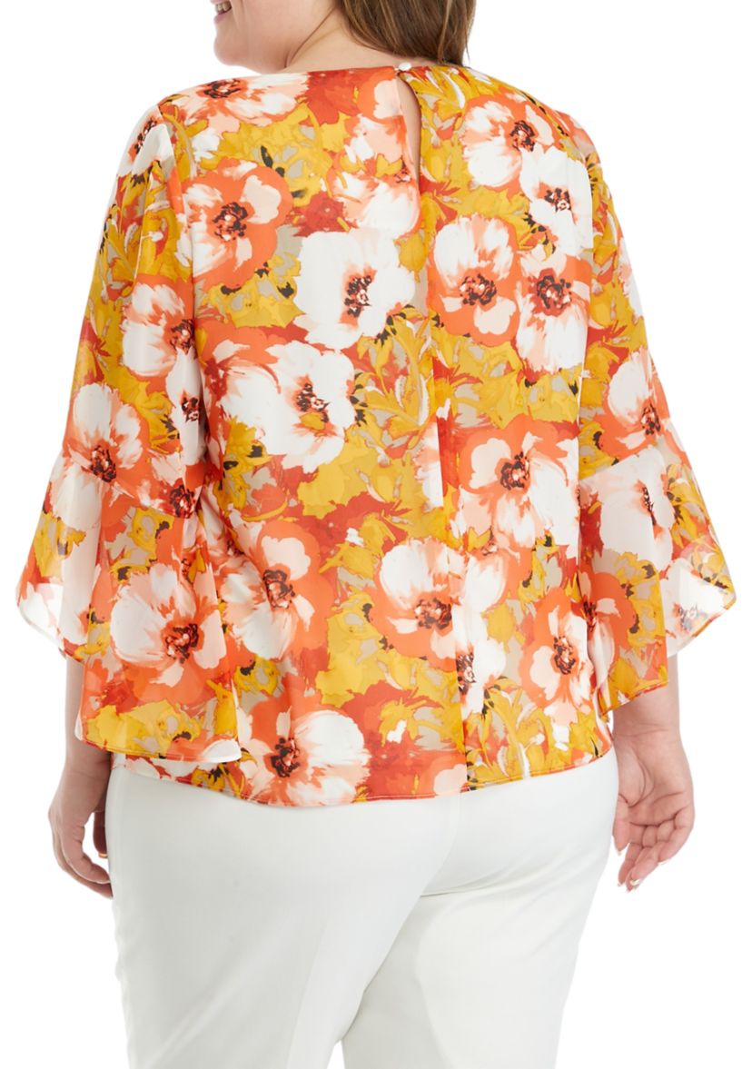 Plus Size Floral Printed Blouse