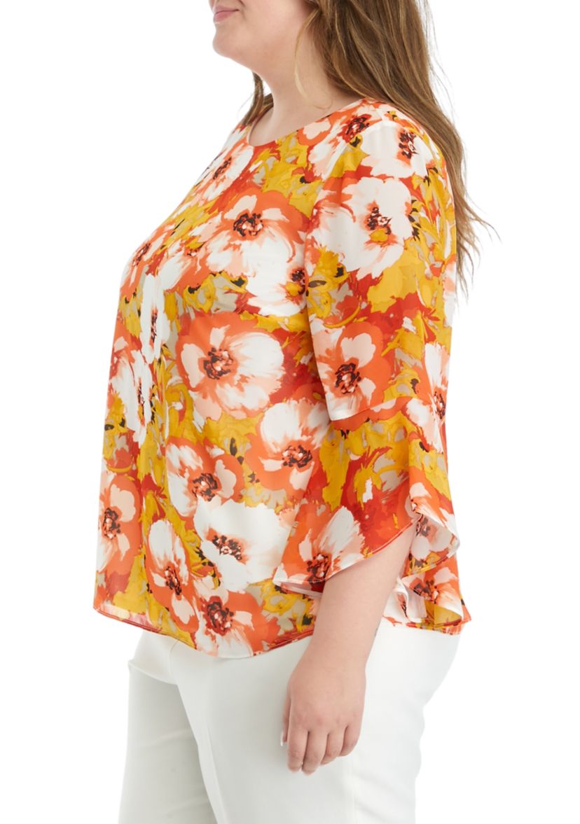 Plus Size Floral Printed Blouse