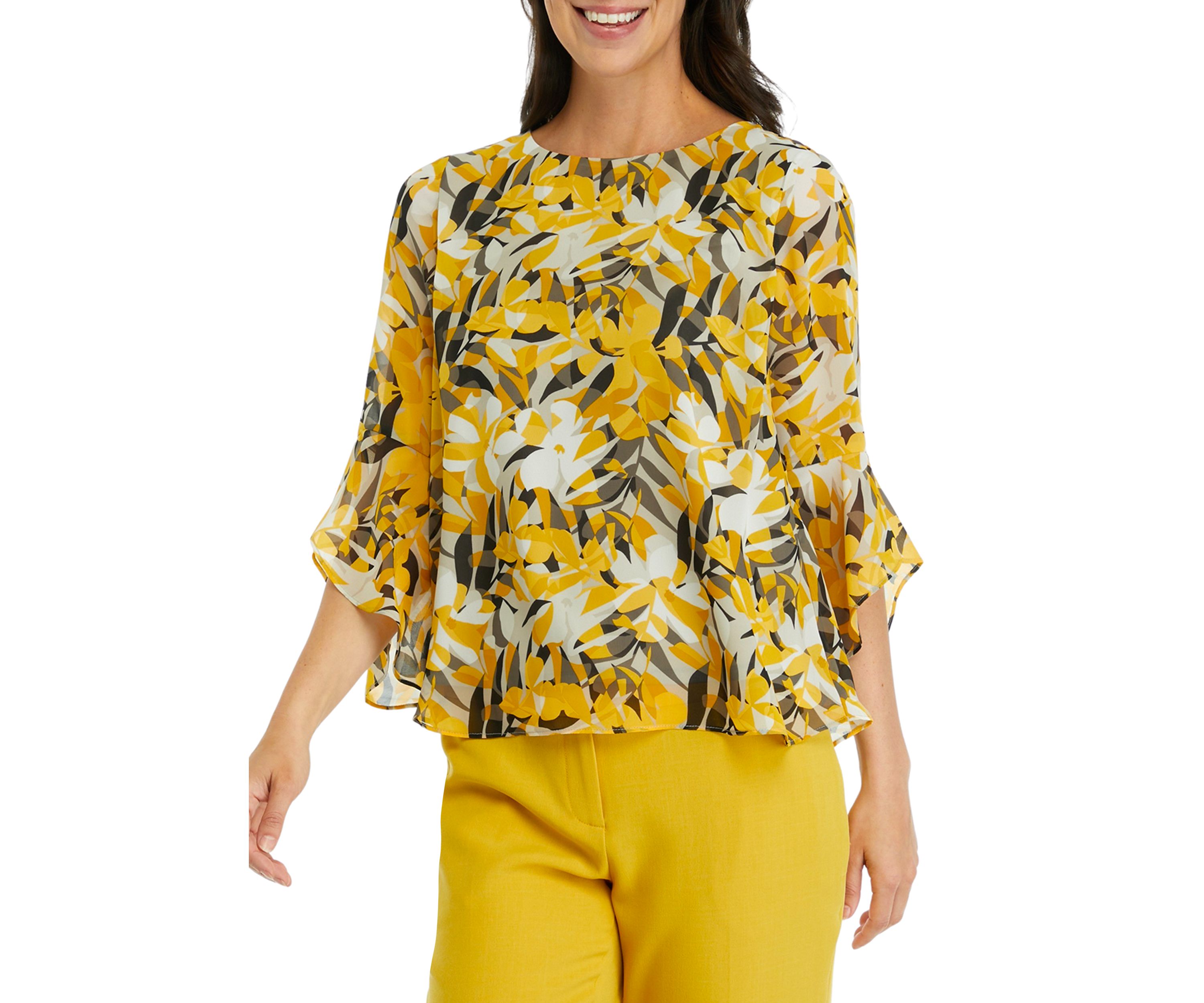 Womens Ruffle Printed Blouse