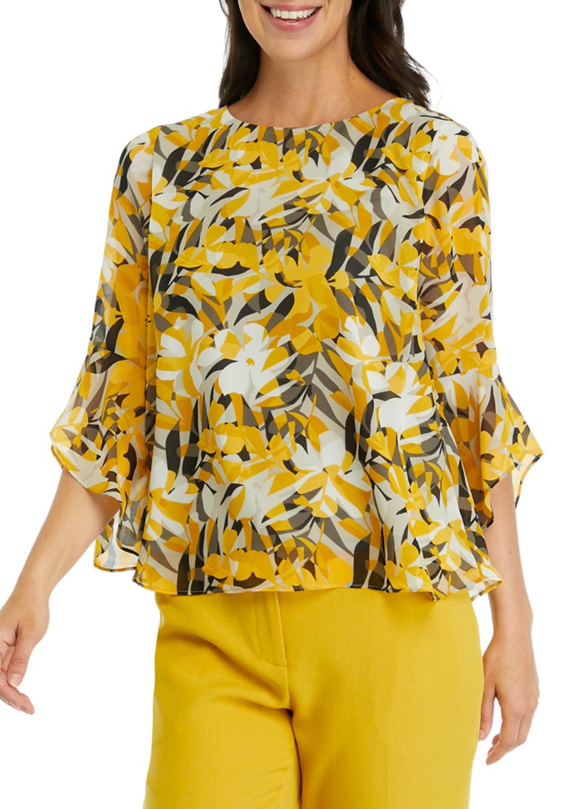 Womens Ruffle Printed Blouse