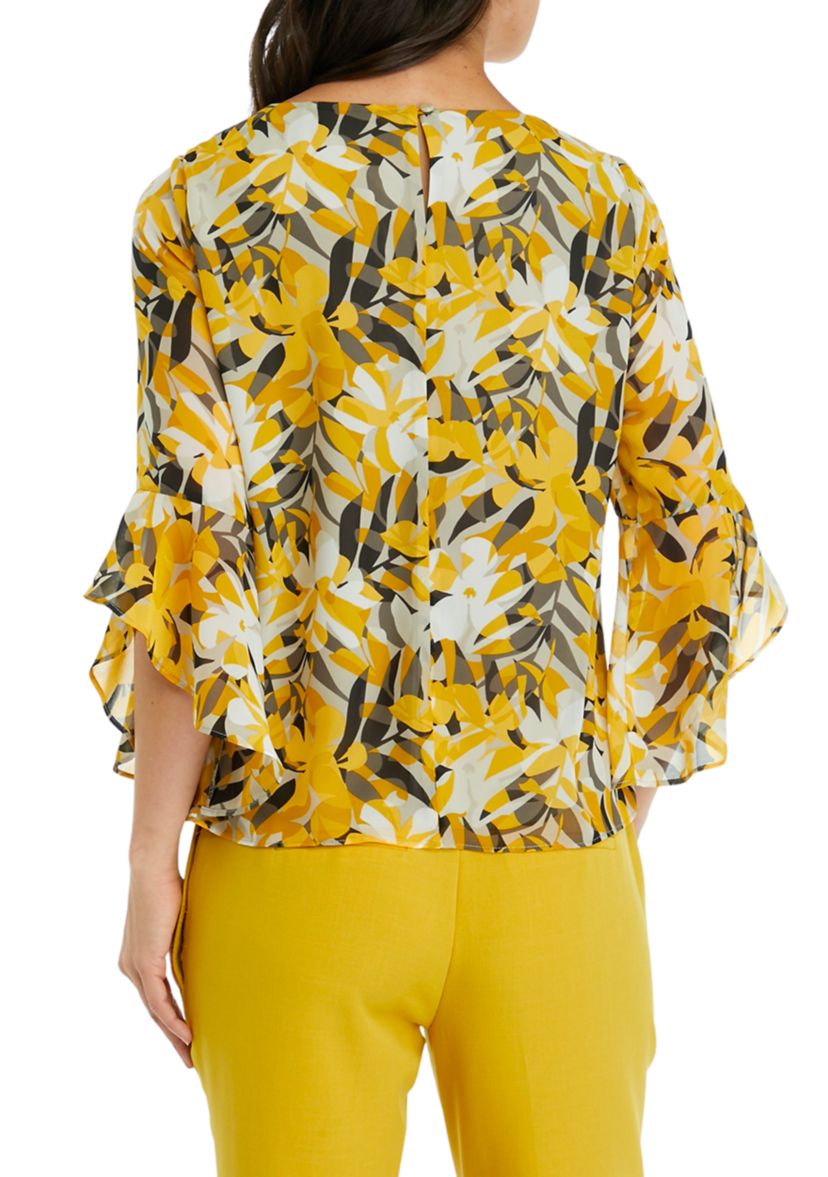 Womens Ruffle Printed Blouse