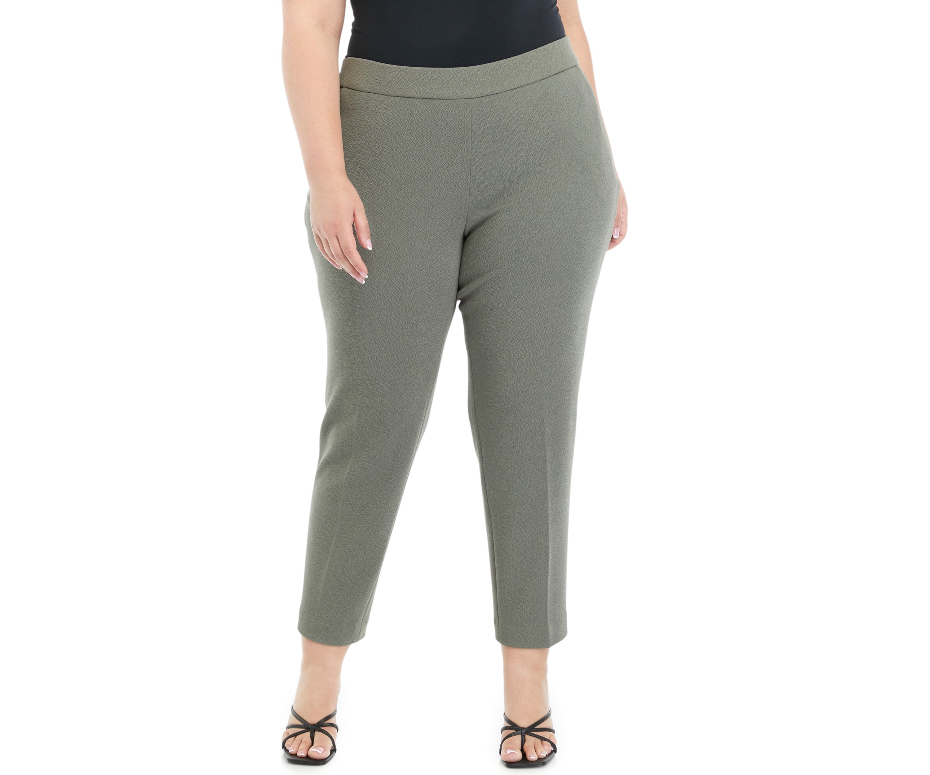 Plus Size Crosshatch Pull On Ankle Pants